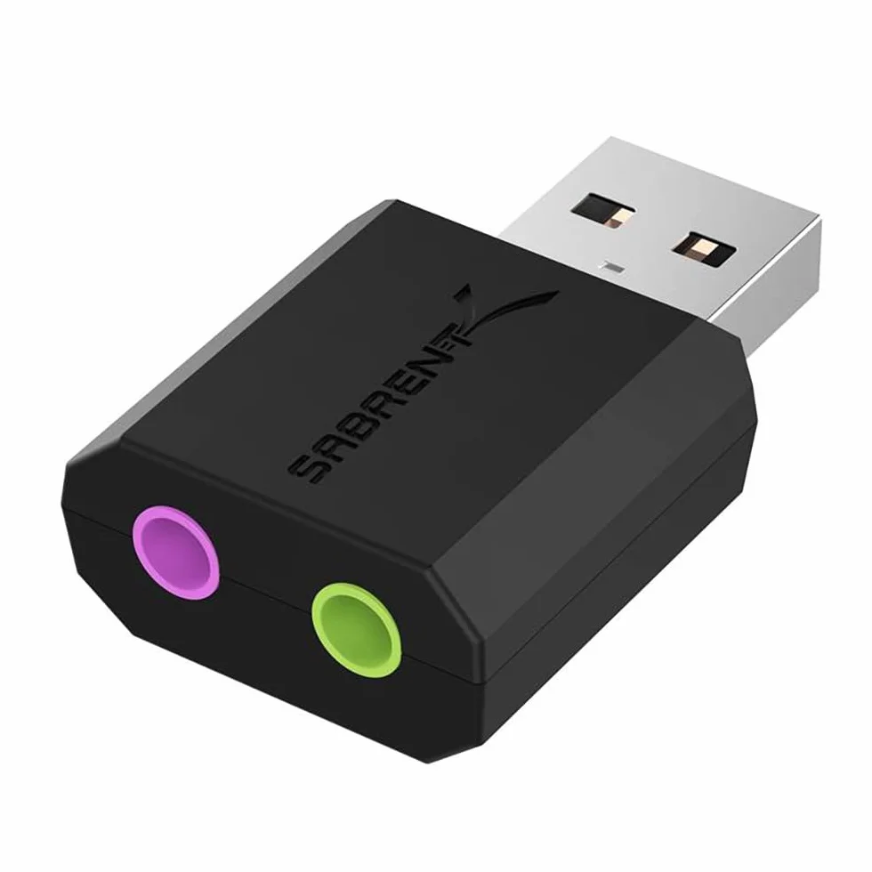 SABRENT Scheda Audio USB Esterna Jack 3,5mm Cuffie Microfono Casse Stereo Compatibile Mac OS Windows Plug & Play Nero AU-MMSA