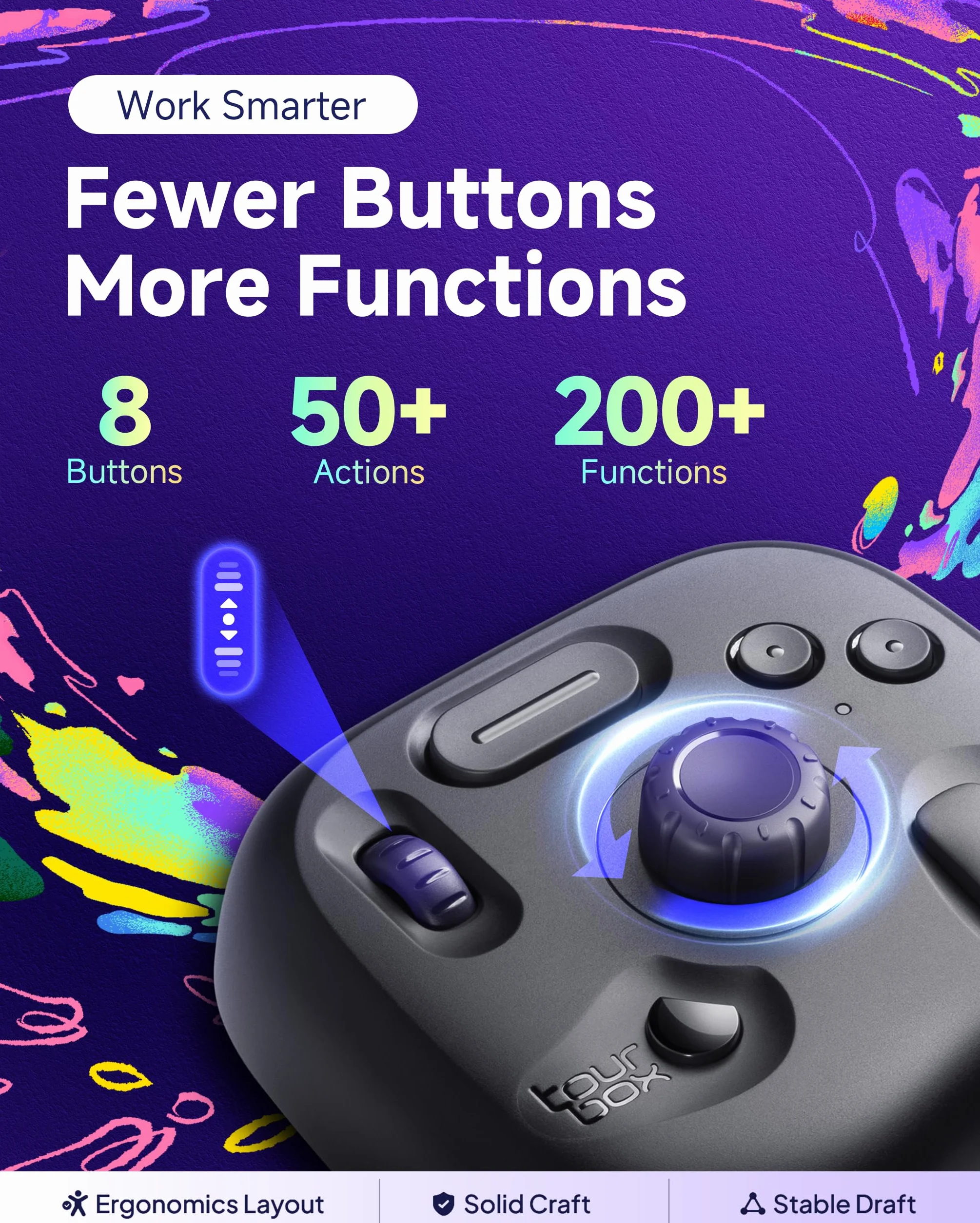 TourBox Lite Bluetooth – Teclado de Edición Compacto y Controlador Macro con Software Personalizable para Artistas Digitales, Fotógrafos y creadores, da color a tu productividad, Oasis (Aqua Green)