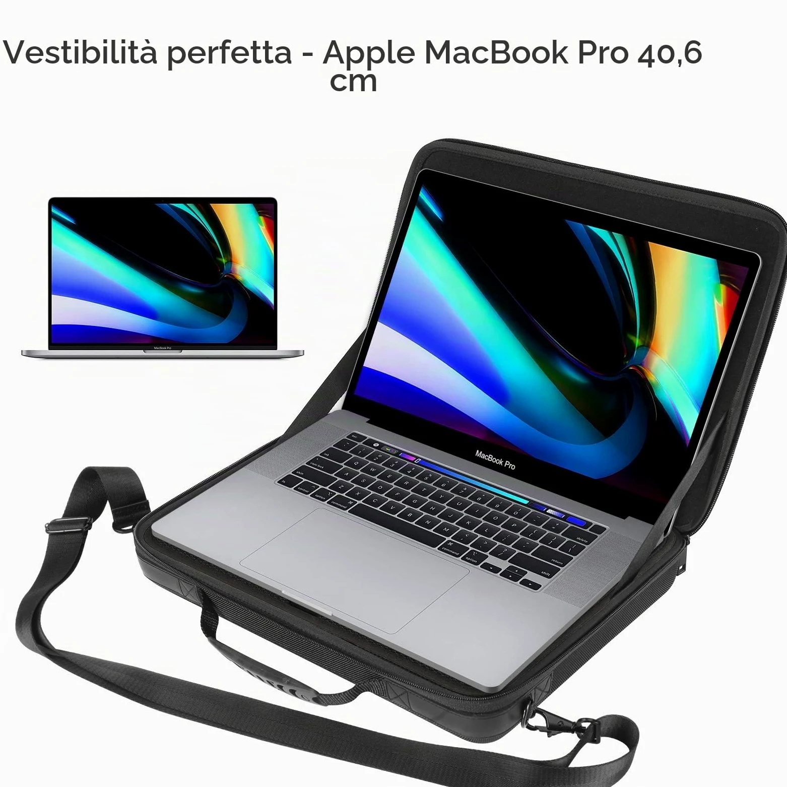Smatree Borsa a Tracolla Valigetta da 15,6 pollici, Custodia Rigida per Laptop Compatibile con MacBook Pro 16 pollici 2021/2019 e 15,4 pollici, Custodia per Laptop con Scomparto per Accessori - Nera