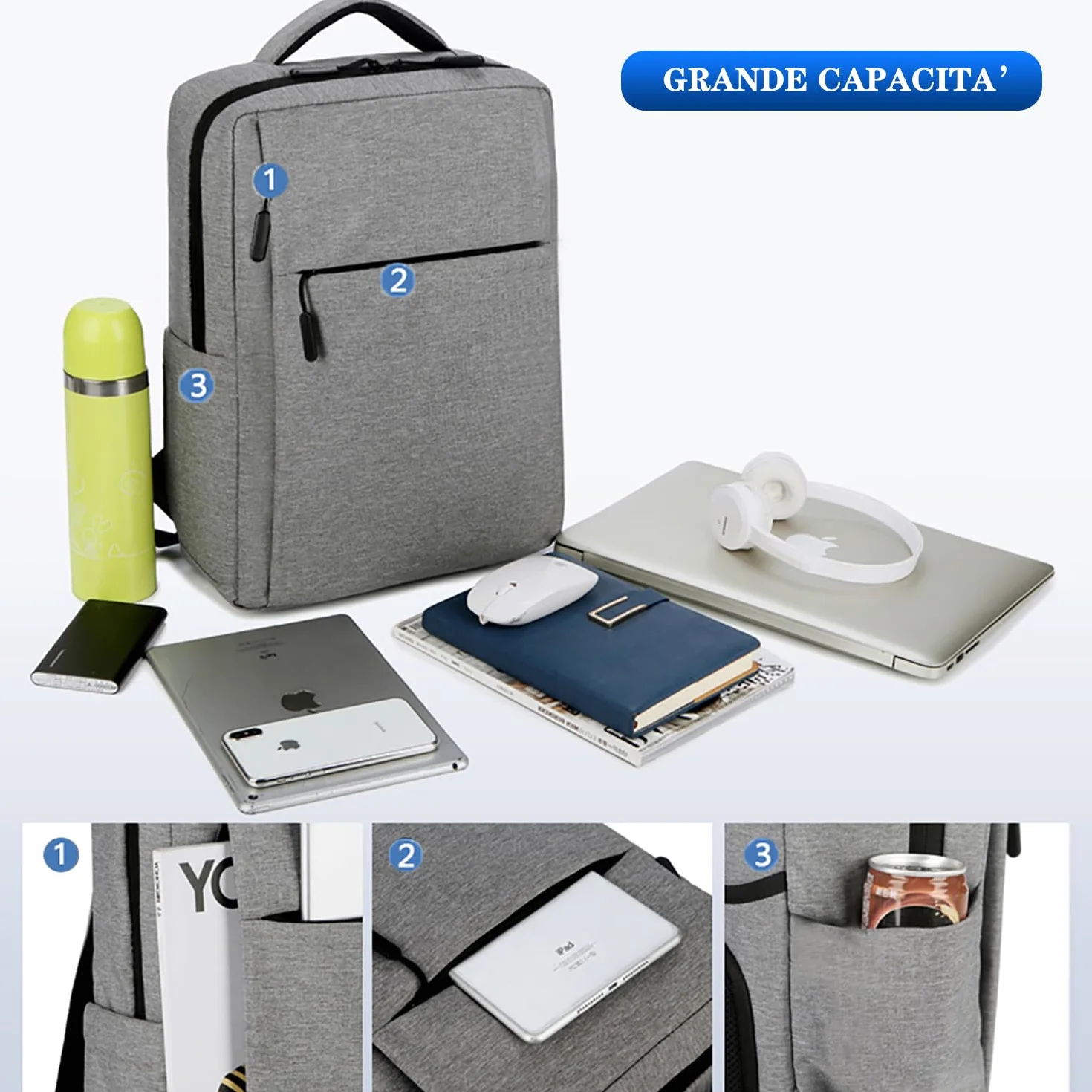 Zaino Porta PC Borsa per PC Portatile Custodia Computer Notebook Laptop con Attacco USB Scuola Lavoro Viaggio