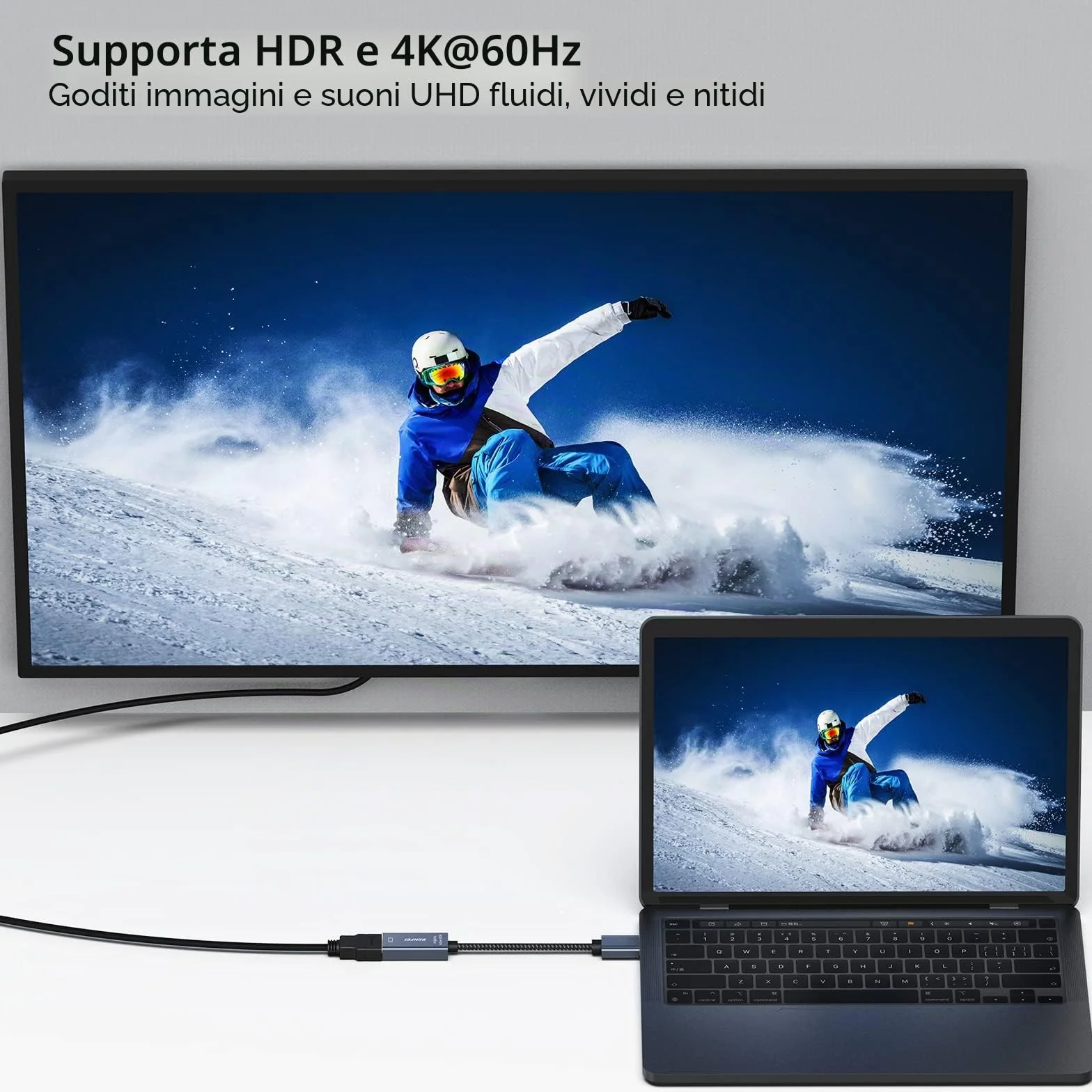 BENFEI Adattatore attivo da DisplayPort a HDMI 4K a 60Hz, compatibile con PC, laptop, desktop, tablet o docking station DisplayPort, supporta Eyefinity per giochi multi-schermo