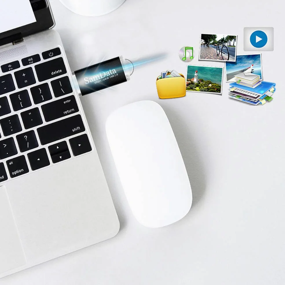 SamData Chiavetta USB da 64 GB, confezione da 5 unità USB 2.0, con indicatore LED, colore nero, confezione da 5