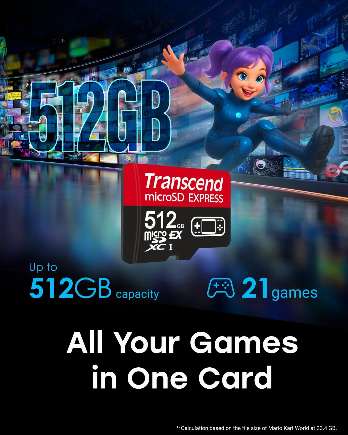 Transcend Scheda microSD Express da 256 GB, fino a 900 MB/s, per dispositivi Nintendo Switch 2/AR VR, scheda di memoria video 4K 8K UHD per ROG Ally/Steam Deck/MSI Claw/GoPro/Insta360/DJI/Drone/Camera