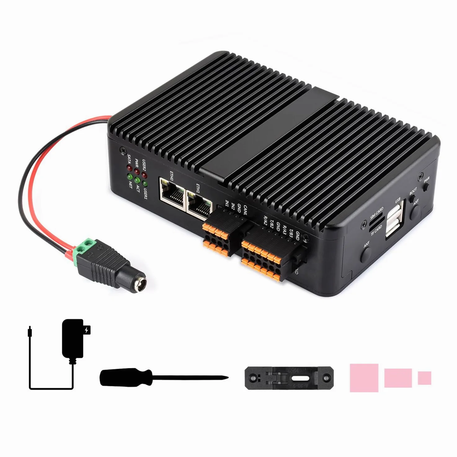 Waveshare IPCBOX-CM5-B(2xRS485 & 2xRS232), Gigabit/2.5G Dual Ethernet Industrial Computer Based On Raspberry Pi CM5(NOT Included), Support 4K Display Output and 4G/5G Module, For All Compute Module 5