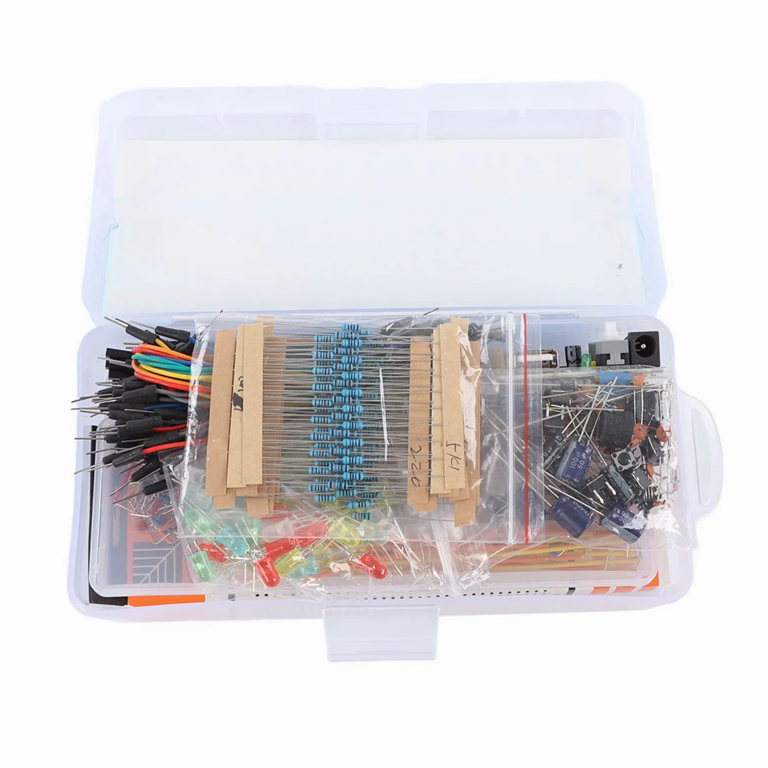 Fafeicy Kit Divertente di Componenti Elettronici, Materiale Siliconico per Progetti Breadboard R3, Modulo Iniziale Completo con Cavi Jumper e LED