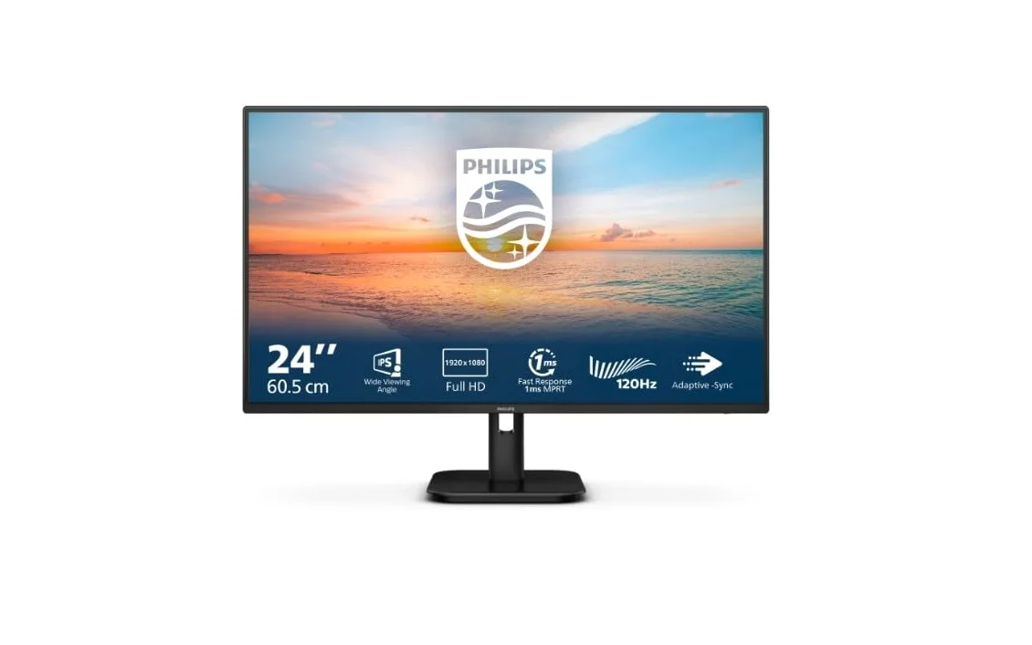 PHILIPS Monitor 24E1N1100A 24 pollici 1920x1080, FHD, 120Hz, IPS Panel, 4ms GtG, Speakers, (HDMI1x 1.4) Nero