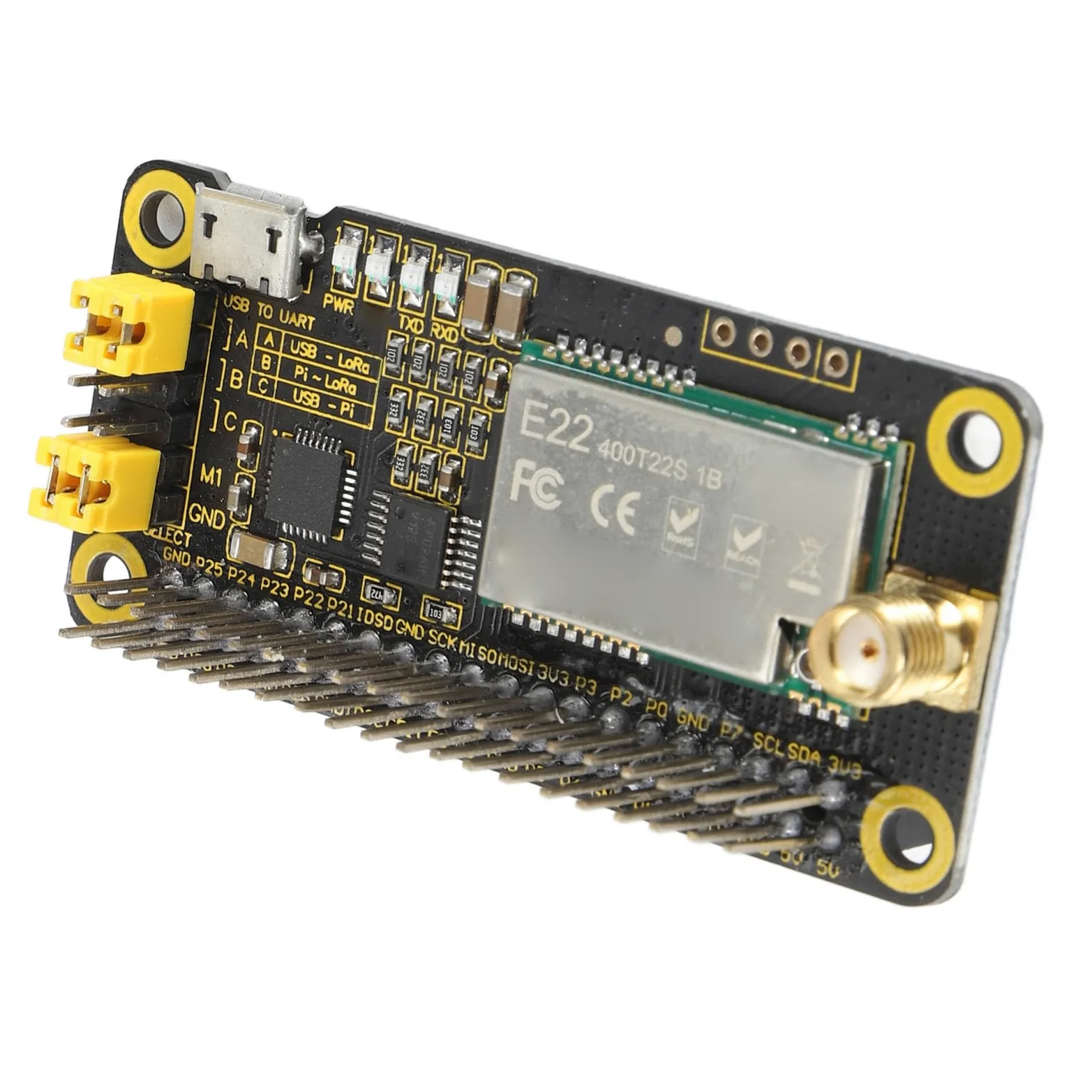 Fabater Lora Hat SX1268, Modulo Wireless da 5 Km, Basso Consumo Energetico con Interfaccia UART per la Comunicazione