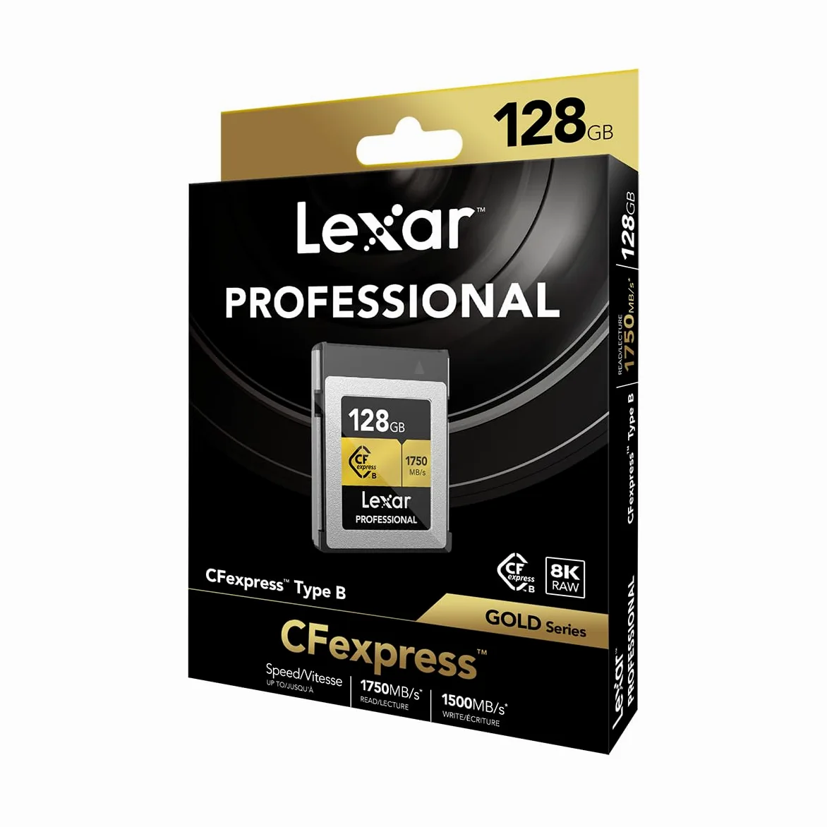Lexar Scheda di memoria professionale CFexpress di tipo B da 128 GB, serie Gold, fino a 1750 MB/s in lettura, registrazione video Raw 8K, supporta PCIe 3.0 e NVMe (LCXEXPR128G-RNENG)
