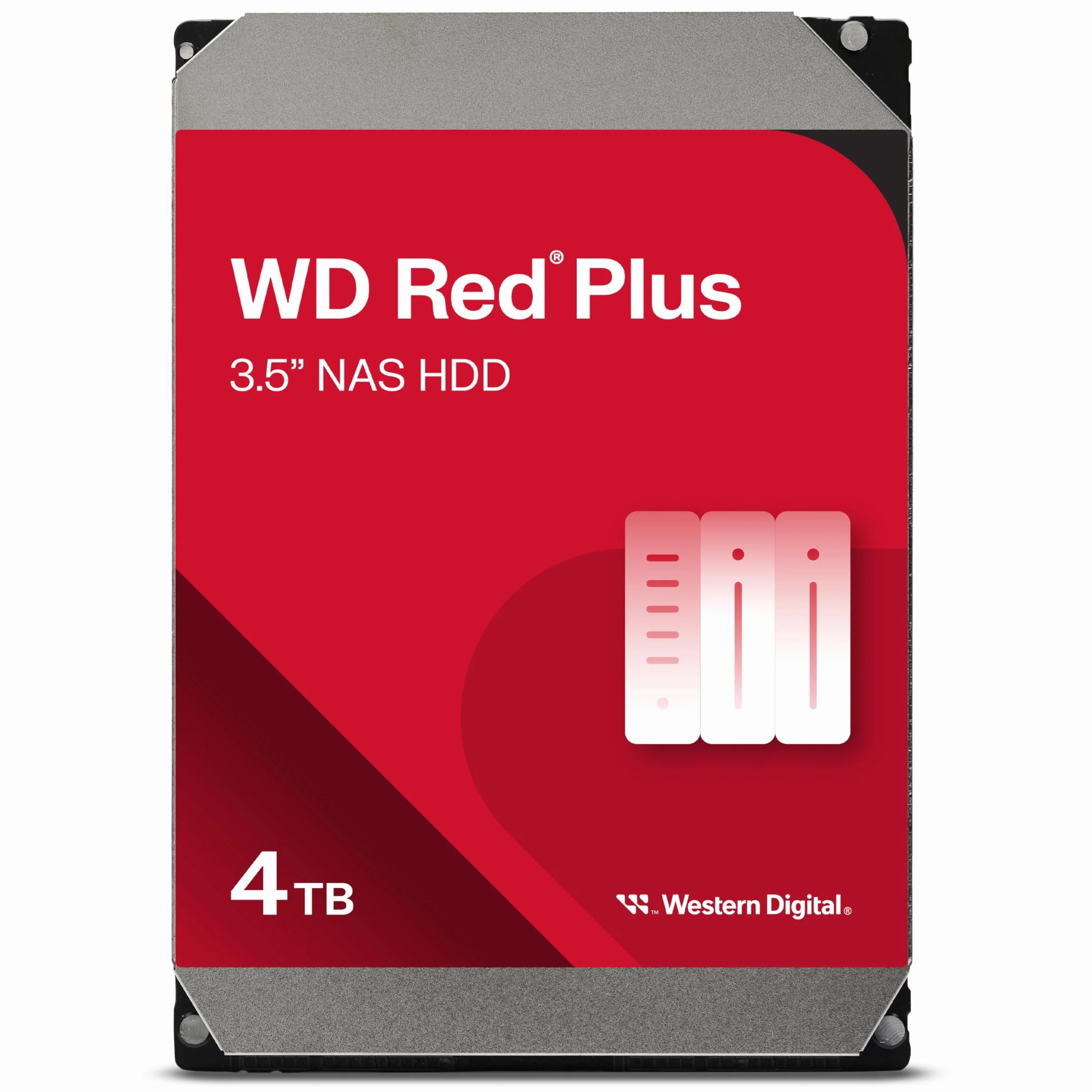 WD Red Plus 4 TB NAS 3,5" Hard Disk Interno - Classe 5.400 RPM, SATA 6 Gb/s, CMR, cache 128 MB