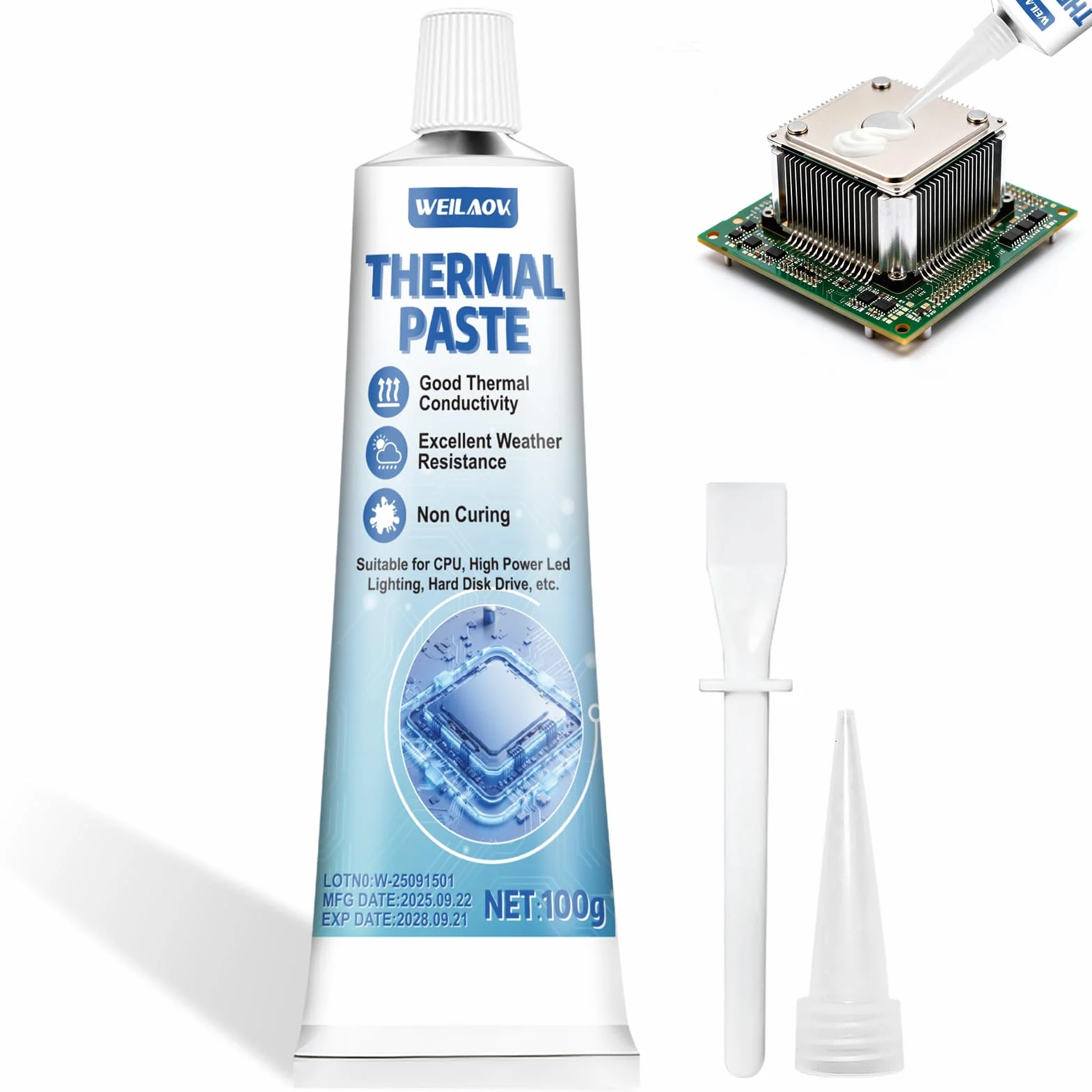 Pasta Termica CPU, Thermal Paste, Pasta Termica, Eccellente Conduttività Termica, Pasta Termica ad Alte Prestazioni Adatta per CPU, Console di Gioco, Schede Grafiche, ecc, 100 ML
