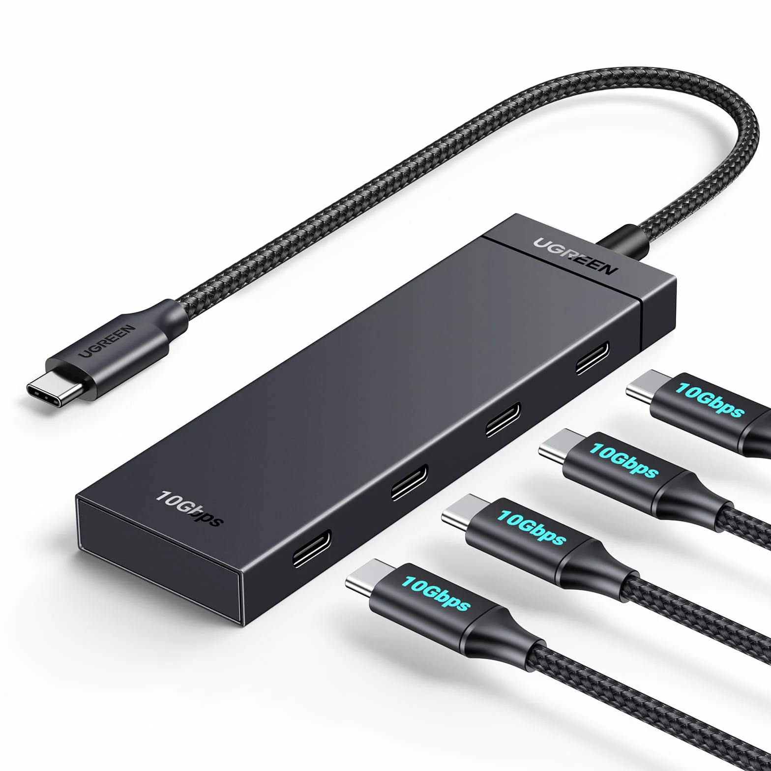 UGREEN 10Gbps Hub USB C 3.2 Gen 2 a 4 Porte Type C Adattatore Dongle Compatibile con iPhone 17 Pro Max Air MacBook Pro Air iMac XPS iPad Surface Galaxy S24 Cavo 30CM