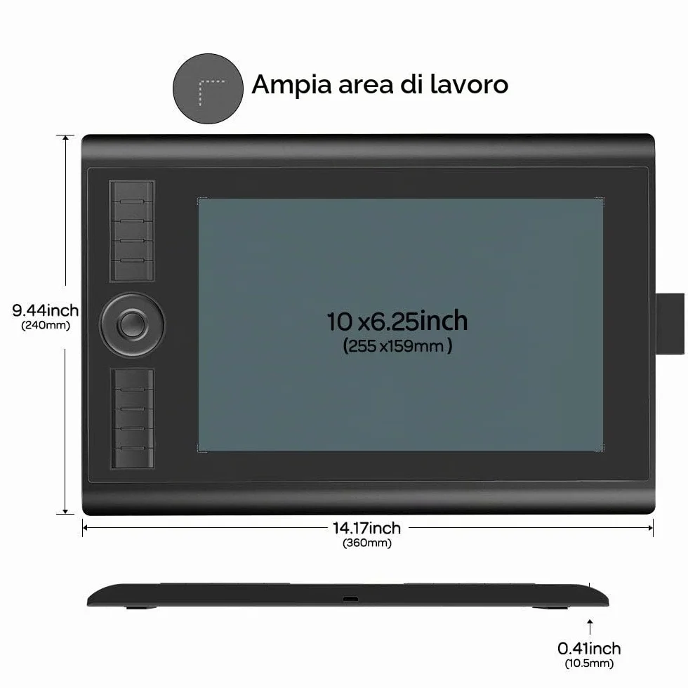 GAOMON M10K PRO 10 Pollici Tavoletta Grafica con Stilo AP32, Tavola Grafica per Disegno, Compatibile con Android/Windows/Mac, Adatta per l’Home Office e l’E-Learning