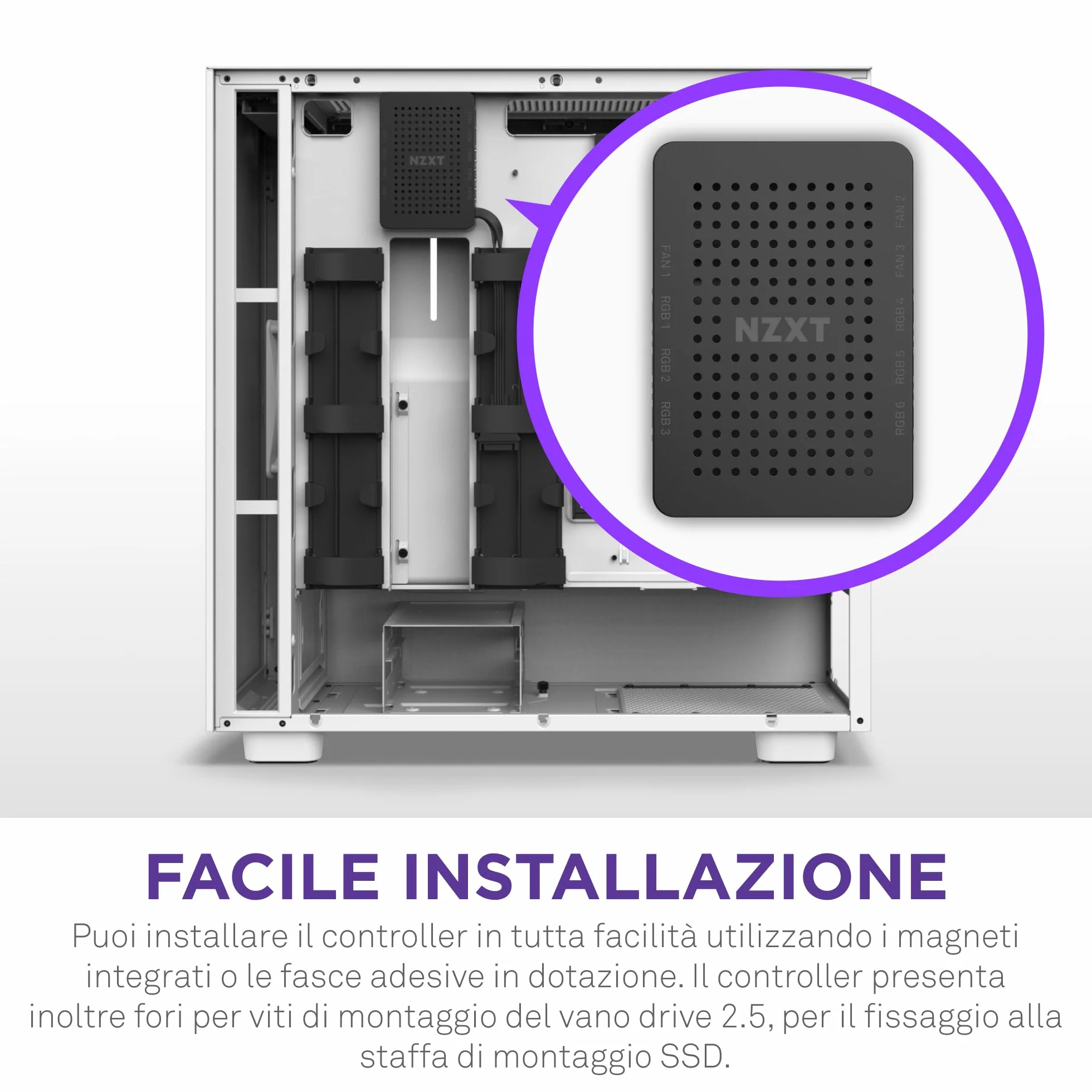NZXT RGB & Fan Controller - AC-CRFR0-B1-6 canali di illuminazione ARGB - 3 canali ventola - Personalizzazione avanzata dell’illuminazione - Nero