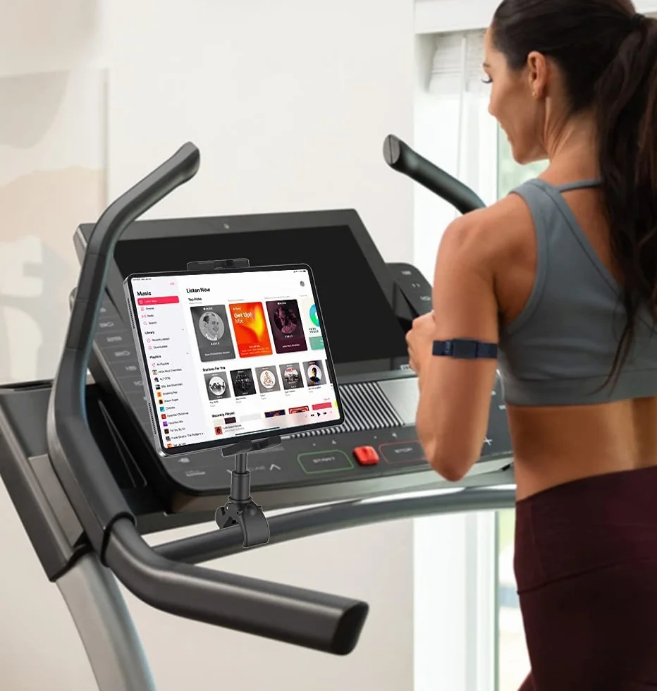 Collo Oca Supporto Tablet Tapis Roulant, Porta Tablet Bicicletta Spinning Cyclette Manubrio con Regolabile 360°, per iPad Pro 9.7 10.5 11 Air Mini, Samsung Tab, Telefono & Tablet 4-11"