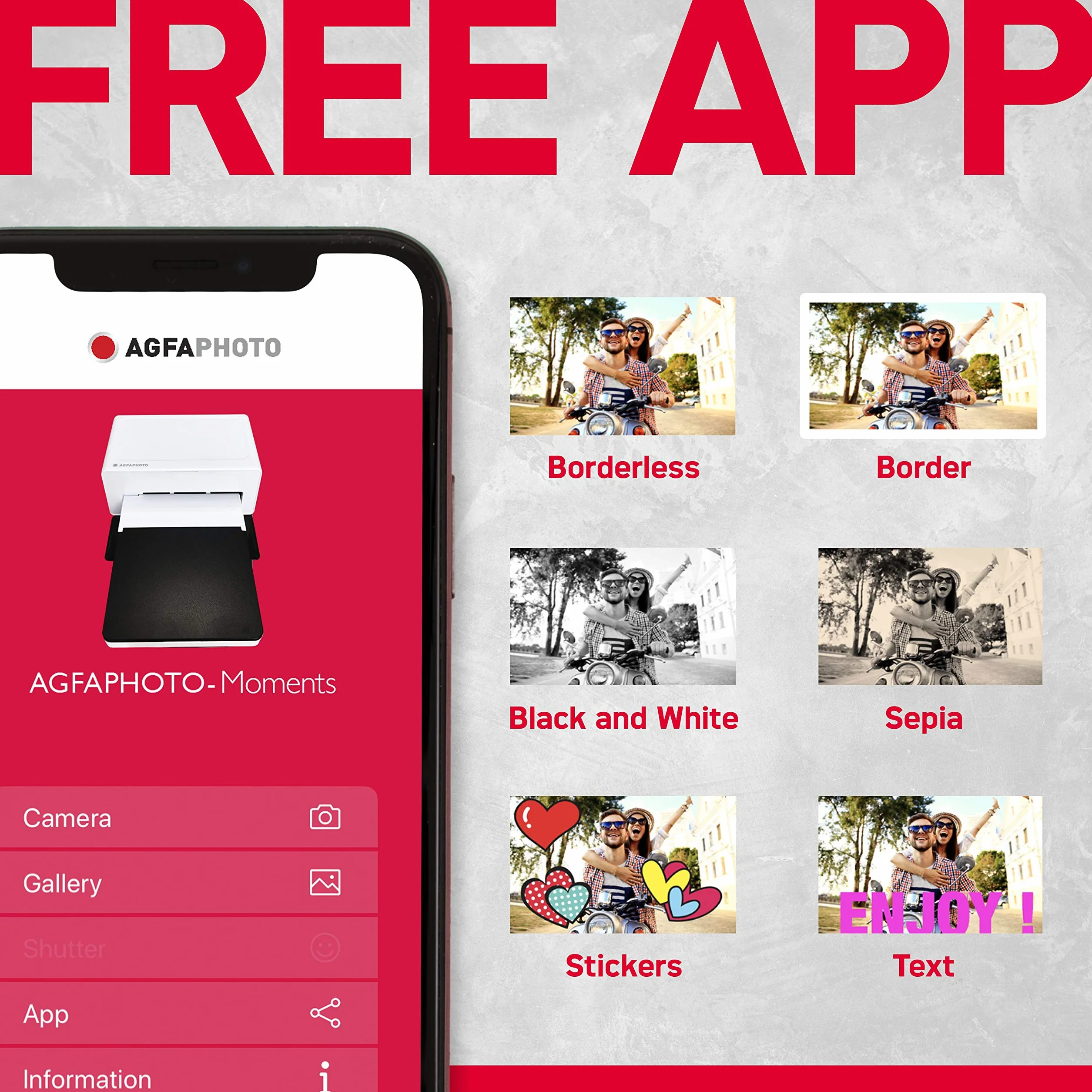 AgfaPhoto Realipix Moments AMO46 - Stampante fotografica per Smartphone 10x15 cm, Bluetooth per Smartphone Apple e Android, 4Pass Sublimazione Termica - Bianco