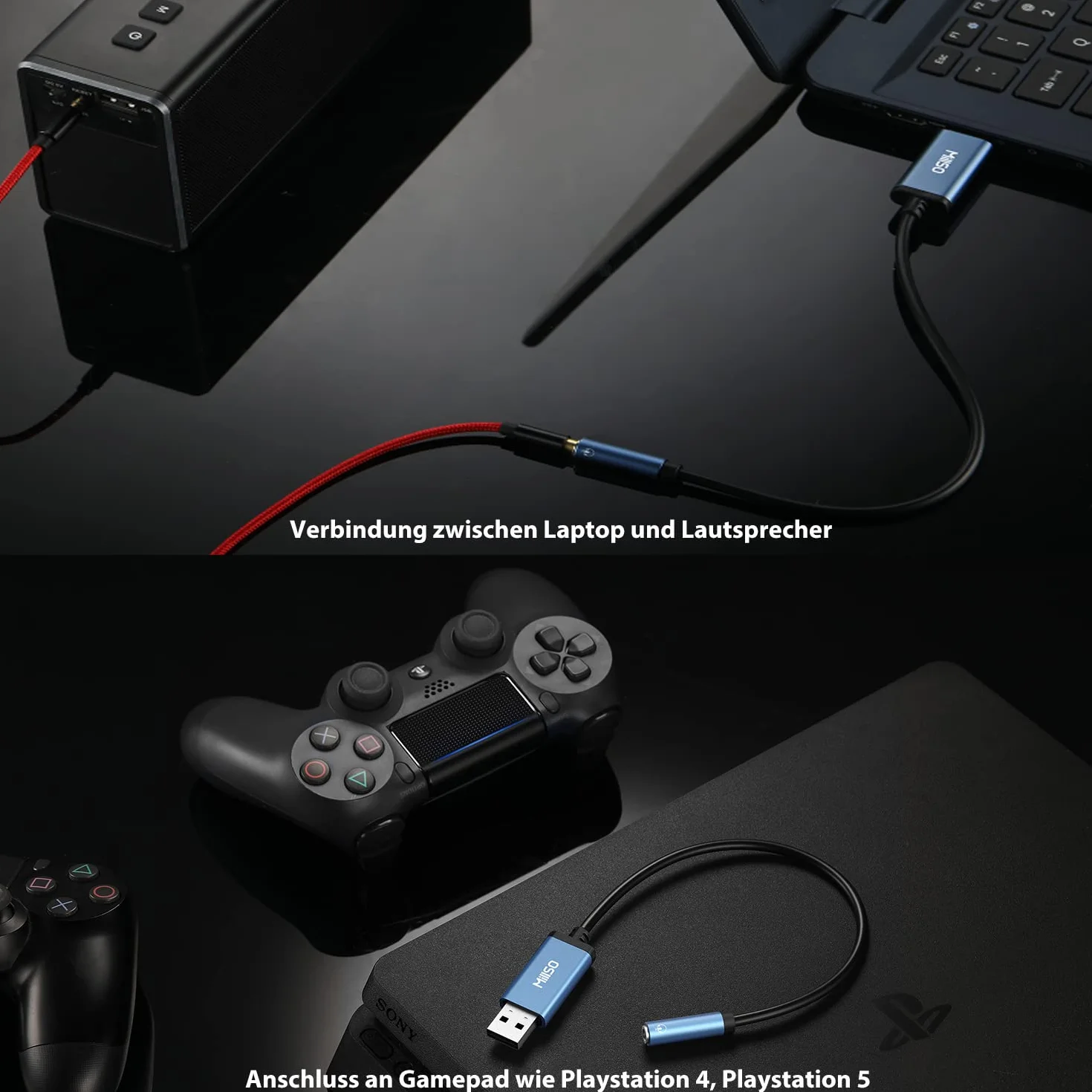MillSO Adattatore jack da USB a 3,5 mm TRRS Aux femmina (audio e microfono) scheda audio esterna USB Audio Stereo Adattatore esterno per PS4 Laptop Computer Cuffie - 100 cm