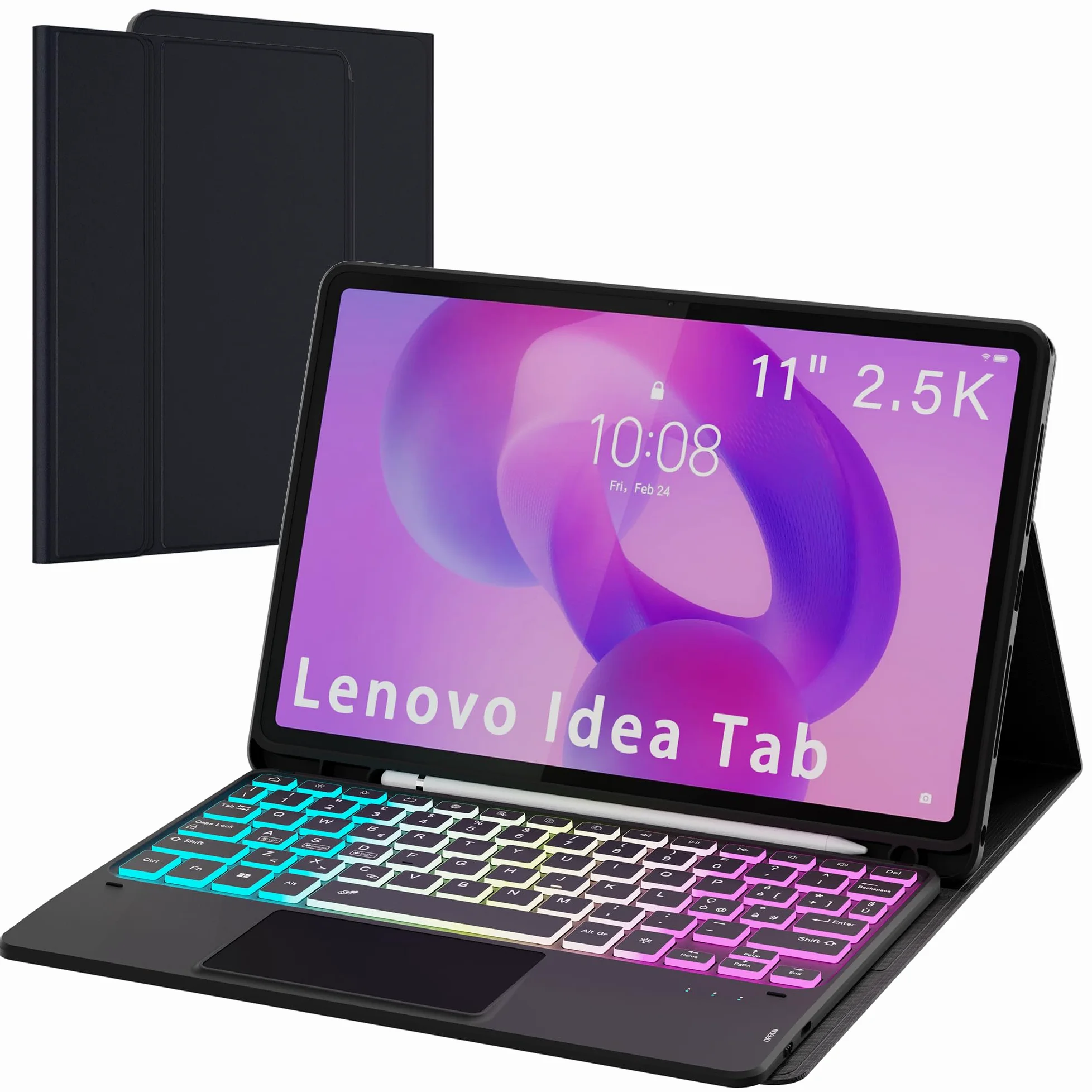 Custodia con tastiera per Lenovo Idea Tab 11 pollici 2025: tastiera retroilluminata 7 colori con trackpad Intelligente - Lenovo Tab M11 2024 tastiere wireless rimovibile con Layout italiano QWERTY