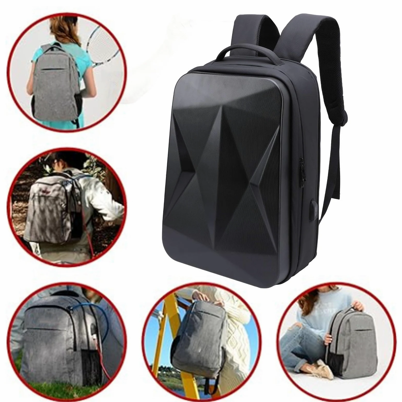 Focket Borsa da Viaggio per Esterni per Mini, Zaino Antifurto per Laptop da 17 Pollici per Adattatore, Cavi, Kit di Montaggio, Custodia da Viaggio