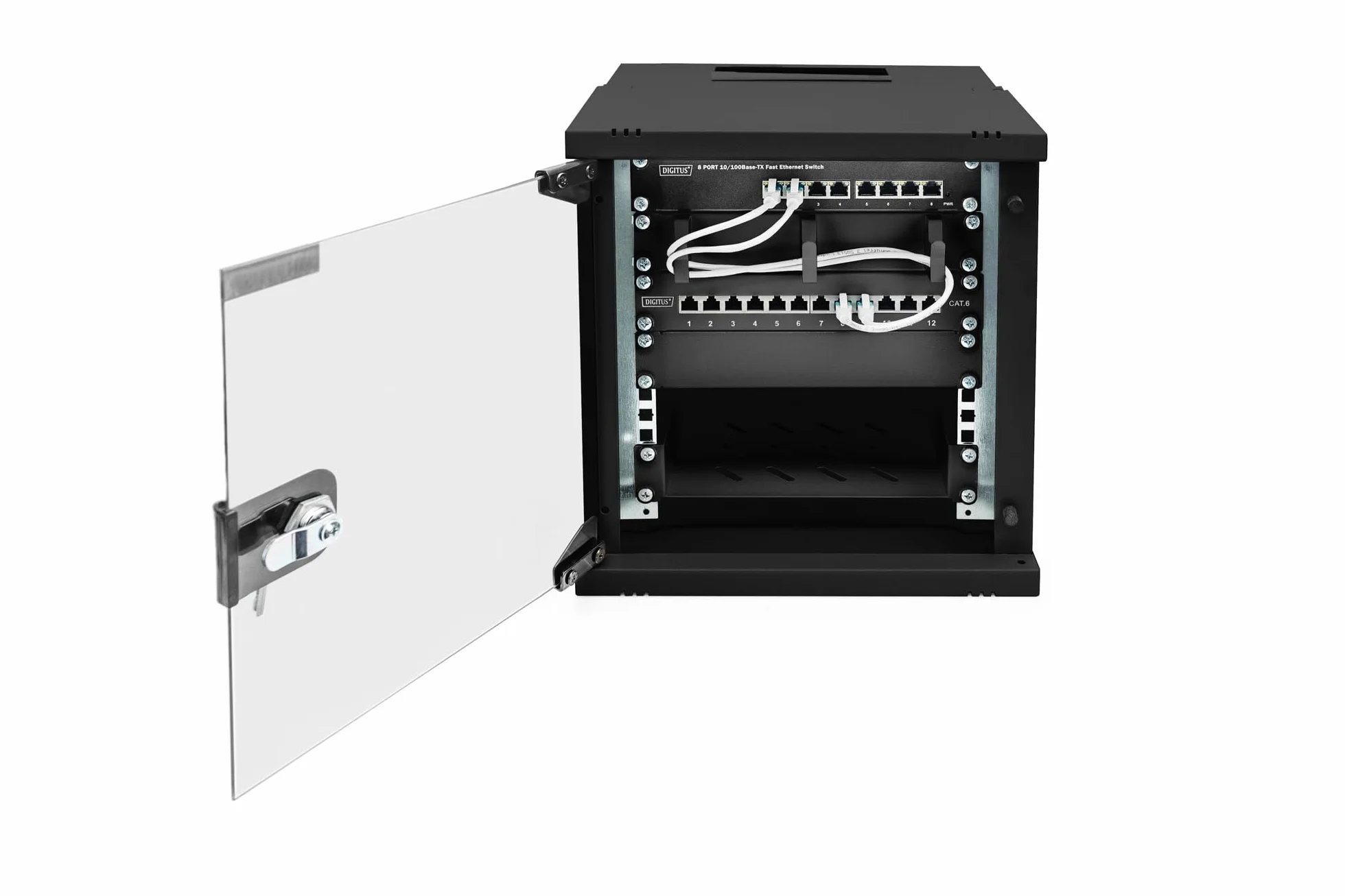 DIGITUS armadio di rete 10 pollici - 6 U - montaggio a parete - non montato - HxLxP 324x316x298mm - capacità di carico 30kg - profondità utile 254mm - classe di protezione IP20 - serie SOHO Pro - nero