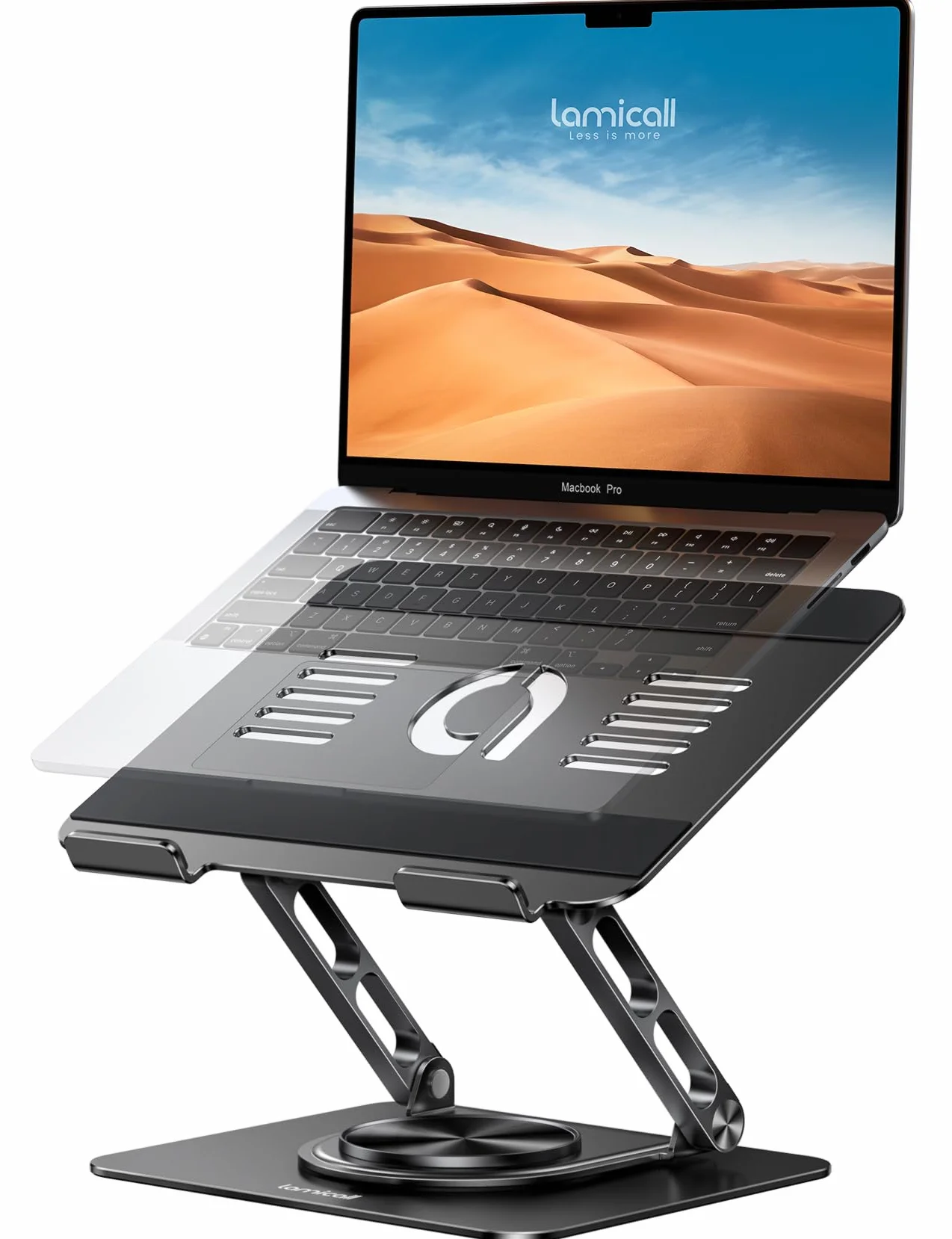 Lamicall Supporto PC Portatile - [360° Rotazione] [Base Migliorata, Più Stabile] Porta PC Alluminio Pieghevole, Altezza & Angolo Regolabile, Ventilato Supporto Ergonomico per Laptop da 10-17,3"