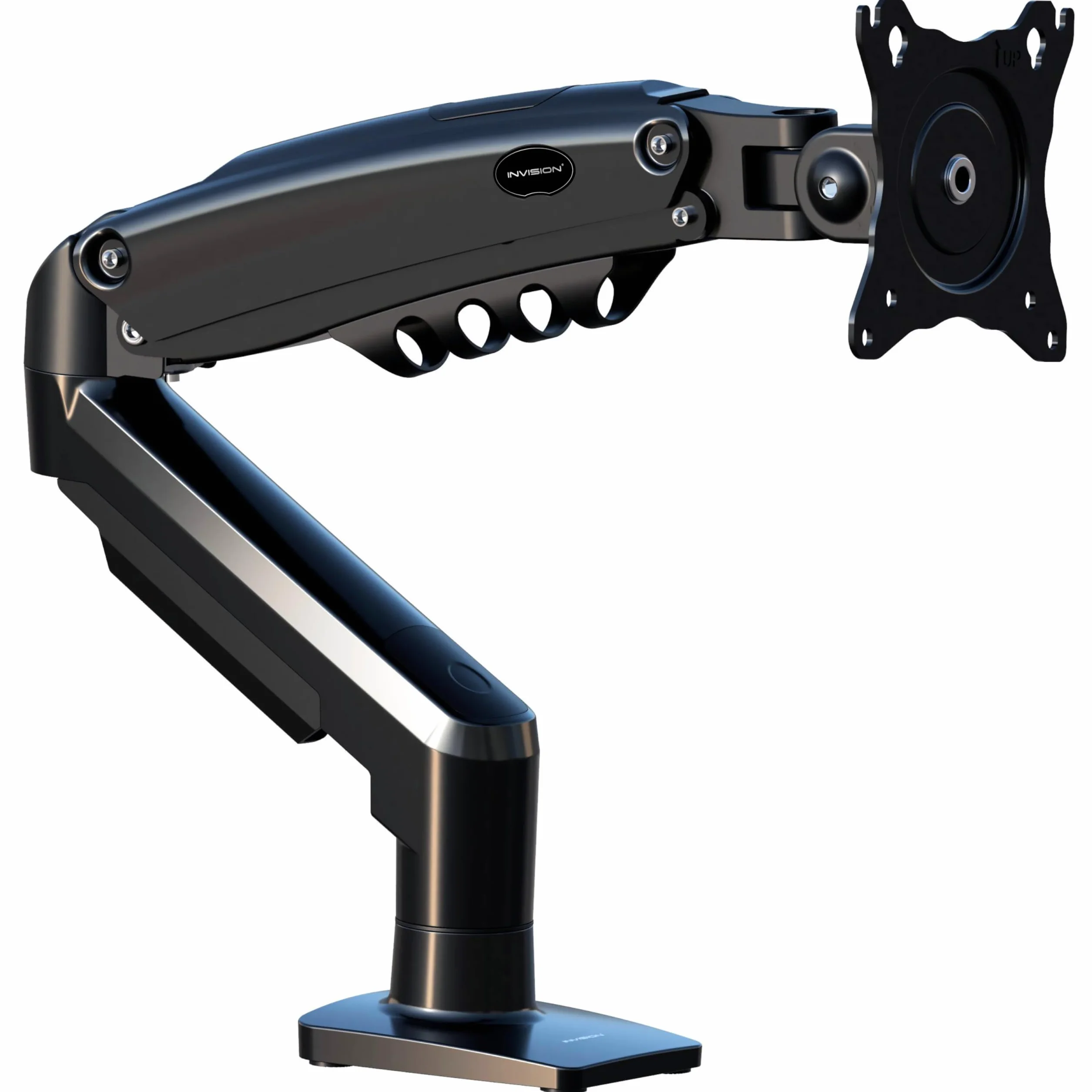 Invision Braccio Monitor Supporto Schermi 19-32 pollici, VESA 75/100mm, Morsetto Scrivania, Regolazione Dell'altezza con Inclinazione, Girevole e Ruota, Capacità di Carico 2-9kg MX200 Braccio Singolo