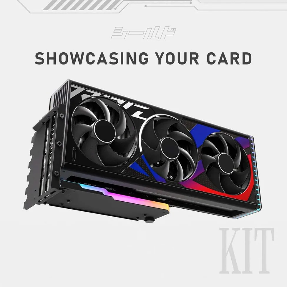 Kit di supporto per scheda grafica verticale con cavo Riser PCI-E 4.0 X16 da 15 cm, kit di supporto per scheda video ad angolo retto di 90 gradi, supporto per scheda grafica (nero lucido