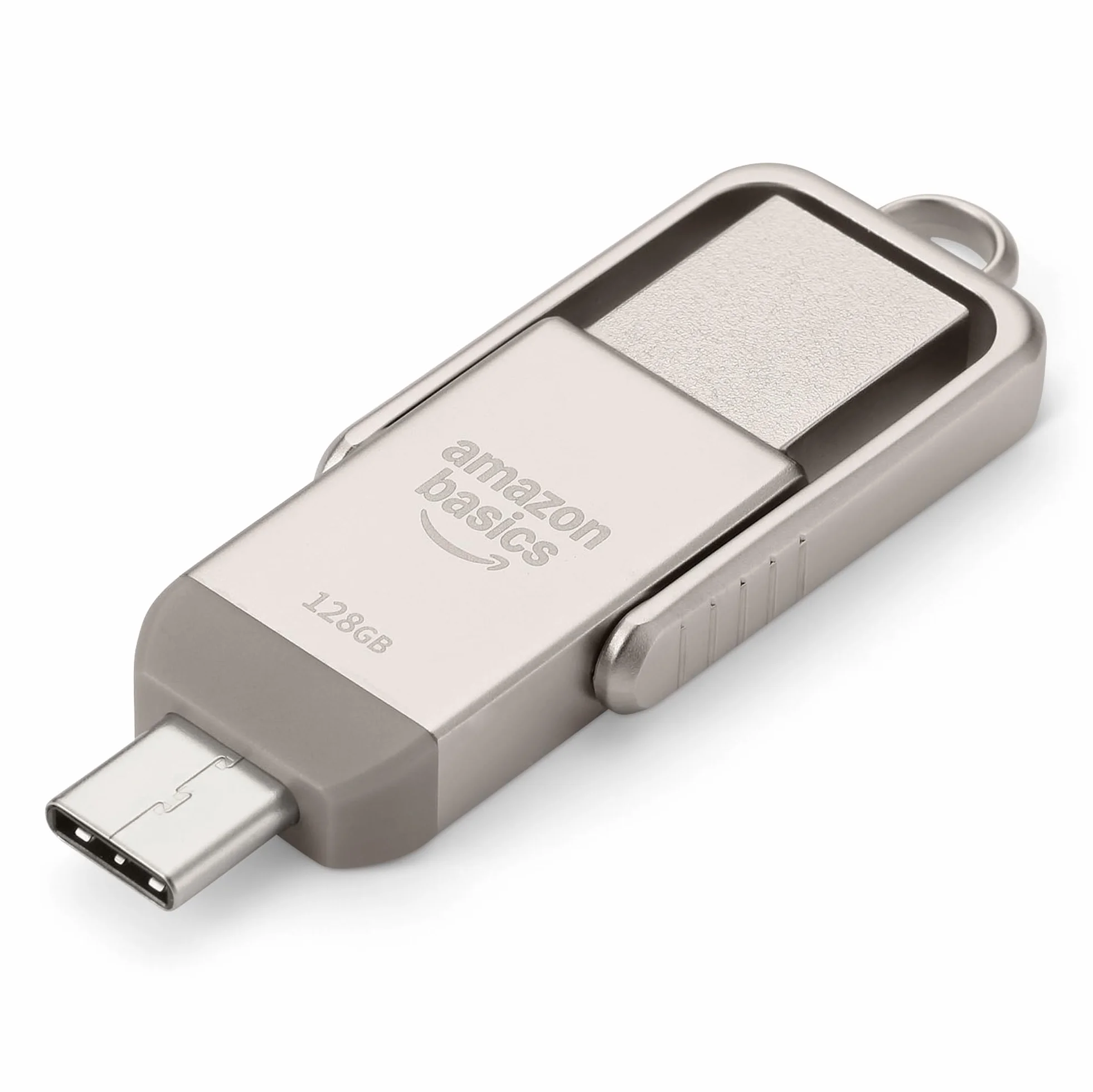 Amazon Basics Unità Flash USB, Chiavetta con Doppia Porta USB C e USB A, 128 GB, Colore Argento Champagne