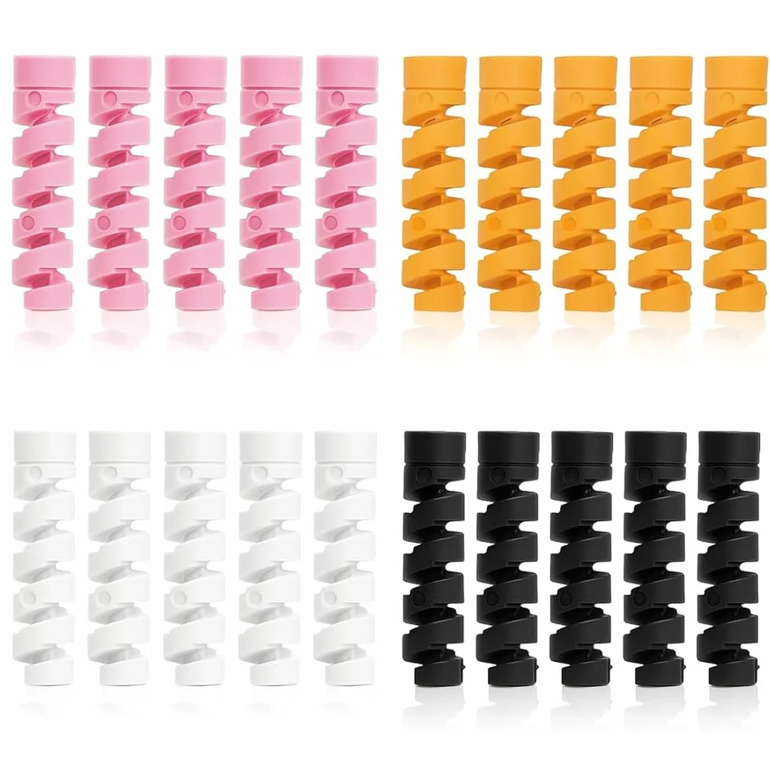 20 Pezzi Guaina per Cavi Elettricim Salvacavo per Caricabatterie Flessibile Silicone Micro USB Protector Tuta di Protezione per Cavo del Mouse per Tutte Le Linee Dati del Cellulare