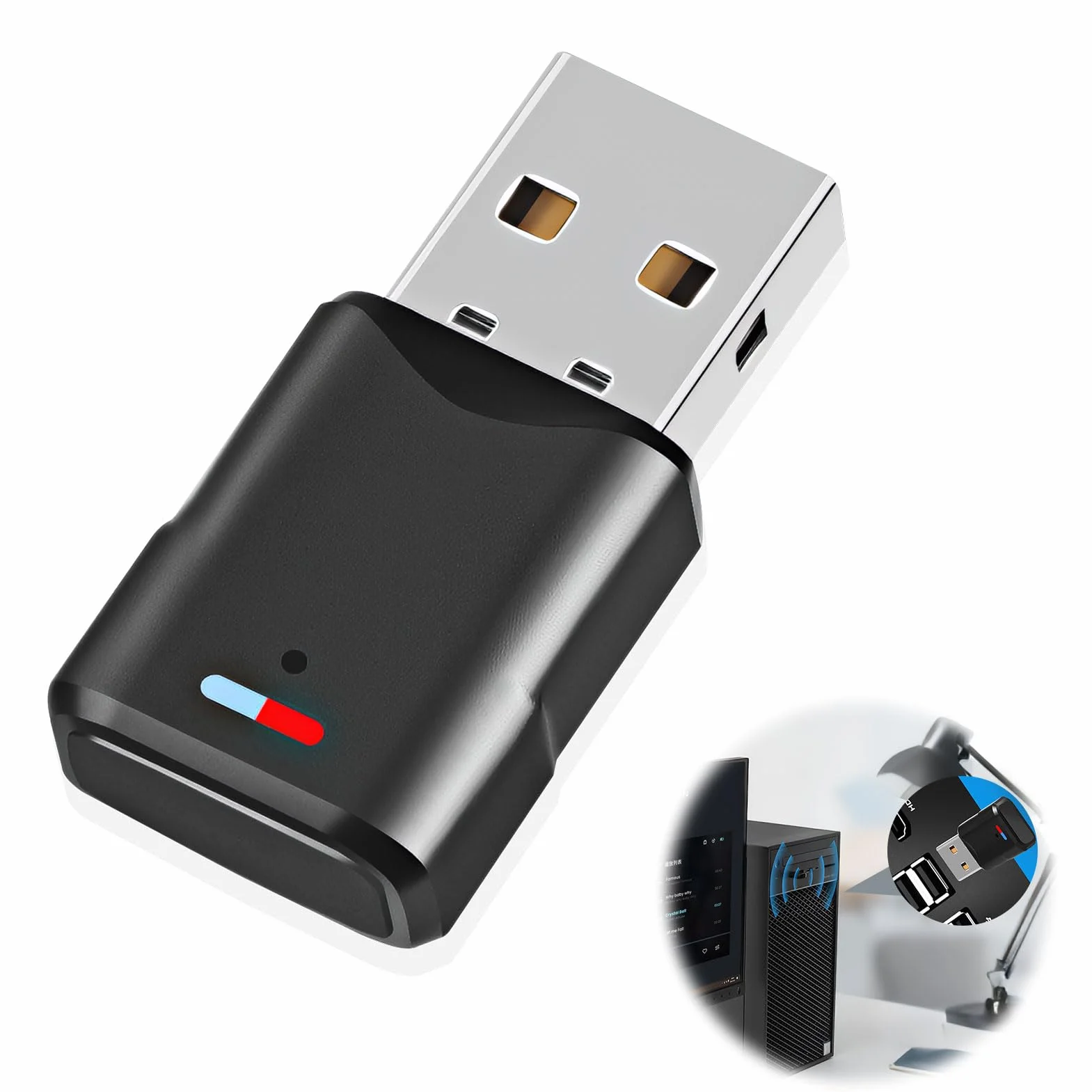 Adattatore USB Bluetooth 5.3 per PS5/PS4/SwitchConsole/PC, Dongle Dual Accoppiamento a bassa latenza Chiave Trasmettitore Ricevitore Audio Wireless per Windows/Macos/Cuffie/Altoparlanti