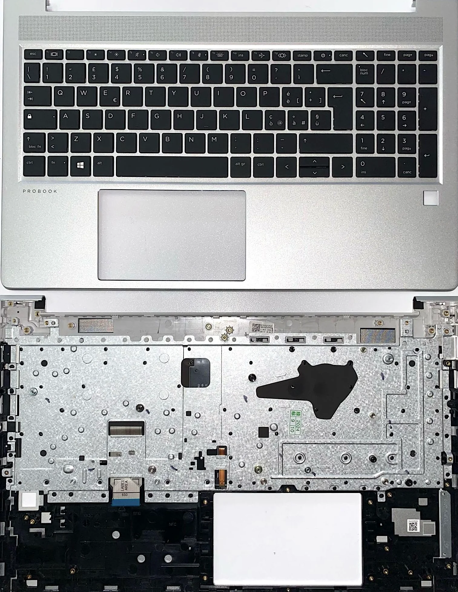 INFOELETTRONICA LO STORE DELLA CONVENIENZA E QUALITA' Tastiera Italiana TOPCASE per HP ProBook 450 G8 RETROILLUMINATA Silver