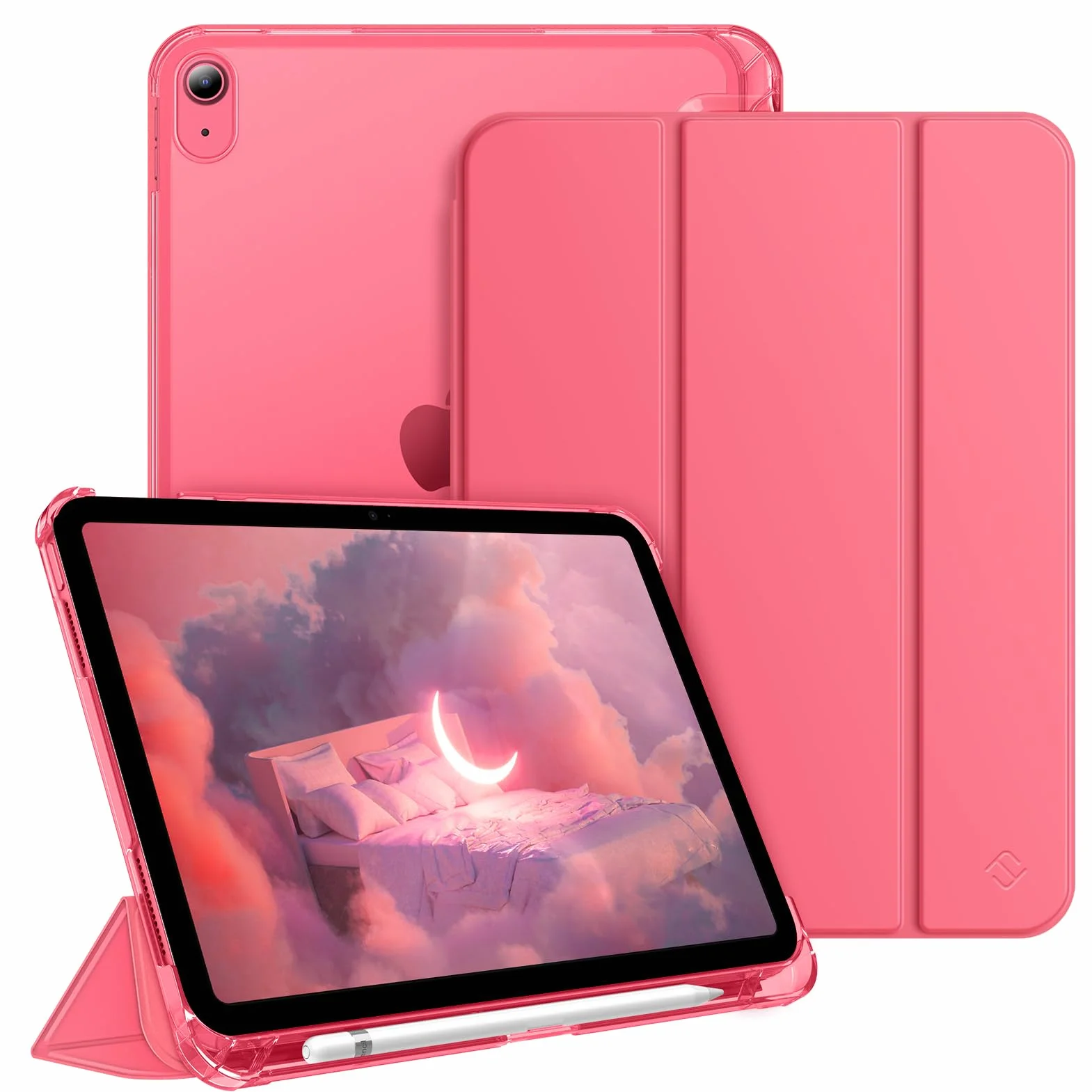 FINTIE Cover iPad 11ª Generazione 11" (2025) Portapenne Custodia Trasparente Posteriore Auto Sveglia Sonno Rosa