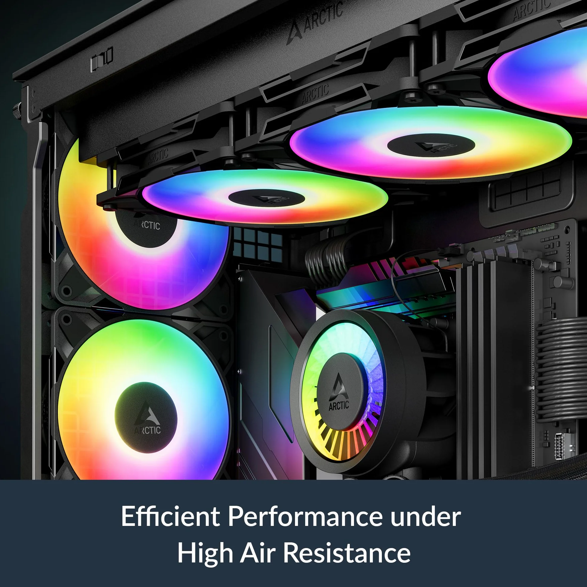 ARCTIC P12 Pro A-RGB - Ventola Potente Premium, Ventola PWM da 120 mm con Sdoppiatore per Cavi a Y, 600-3000 rpm, 0 rpm <5% PWM, RGB digitale 5V, Cuscinetto Idrodinamico, a 4 Pin - Nero