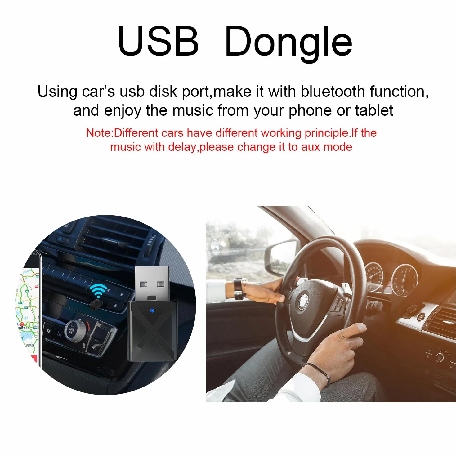 USB Ricevitore Bluetooth Trasmettitore per TV Adattatore Chiavetta BT5.0 con 3.5mm AUX per PC/Cuffie/Altoparlanti/Autoradio/Stereo