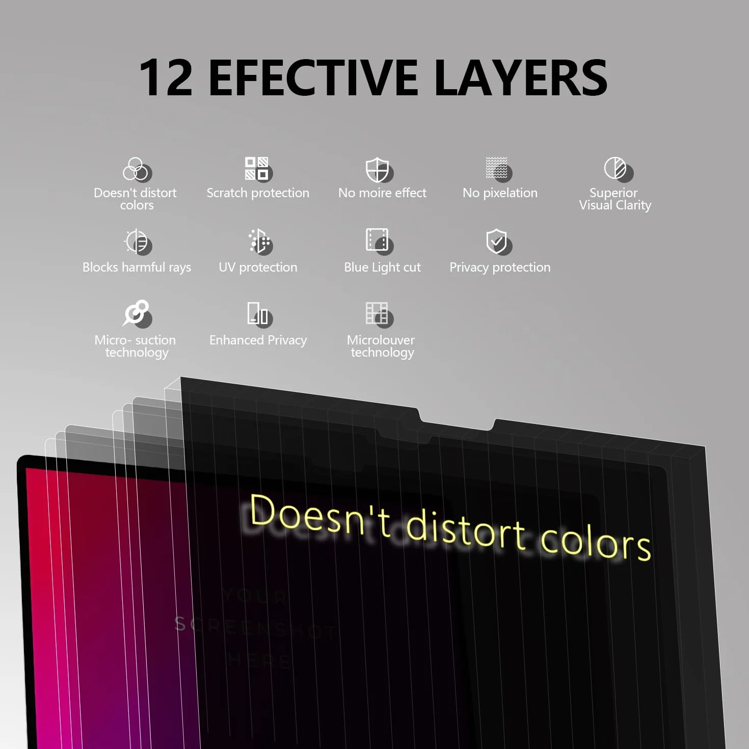Filtro Magnetico per la Privacy per MacBook PRO da 15 Pollici (2016-2019), Protezione dallo spionaggio, antiglare, Pellicola Protettiva per la Privacy per MacBook PRO da 15 Pollici (A1707, A1990)