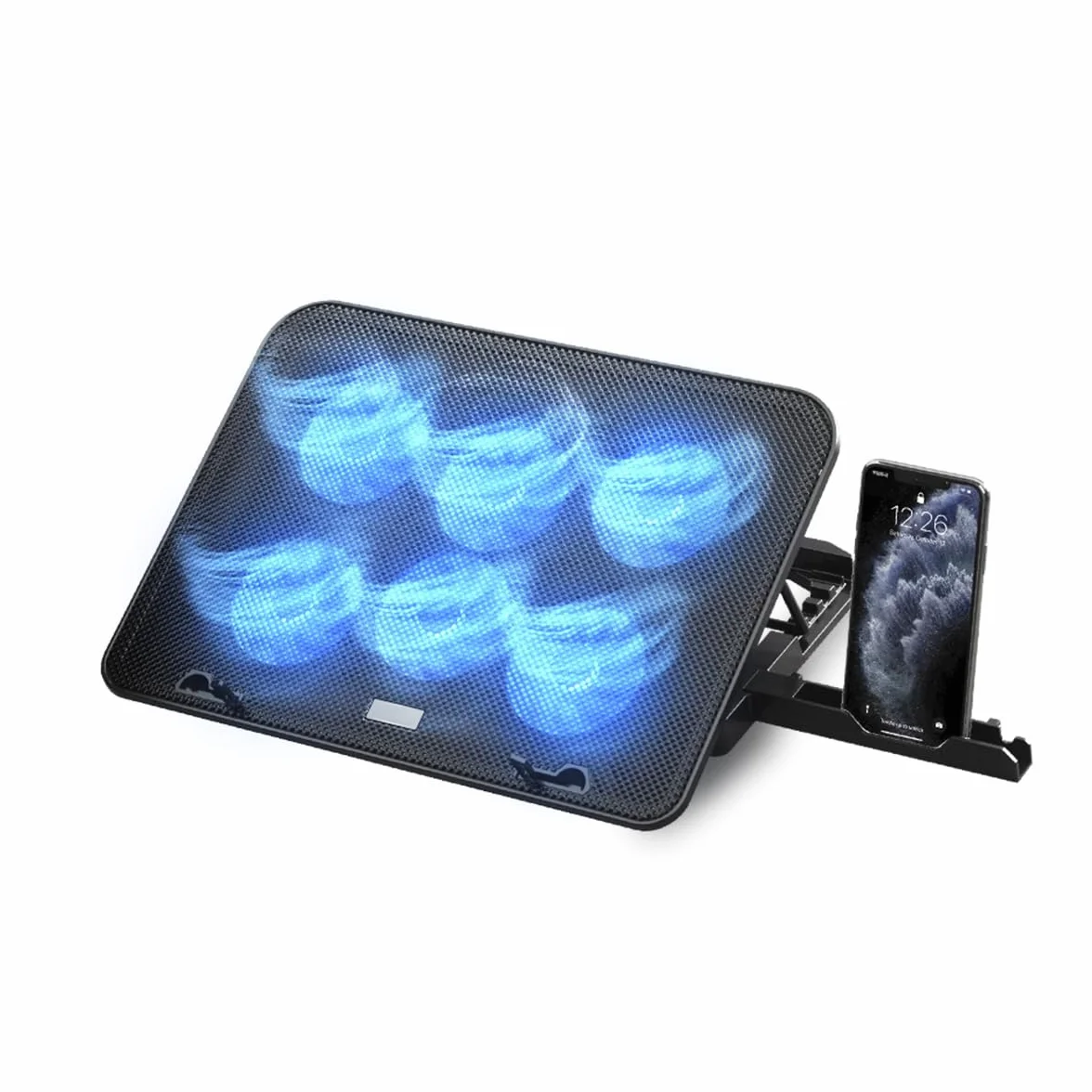 NK Base di raffreddamento per laptop con 6 ventole silenziose, 5 supporti regolabili, 2 porte USB