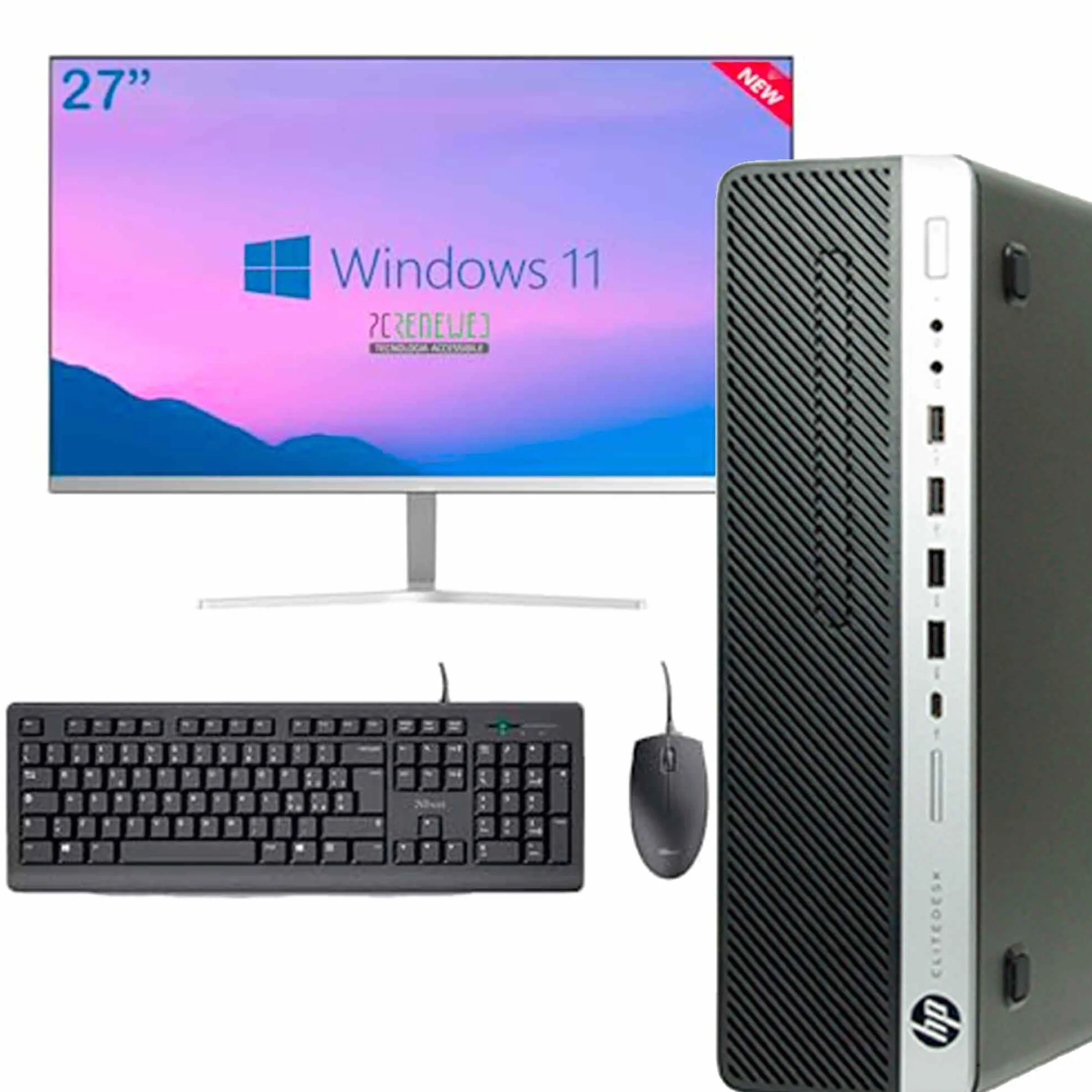 HP ProDesk SFF I5 7th 16GB RAM SSD 512 Wi-Fi Monitor 27" Casse Integrate Win 11 Office 21 Ricondizionato
