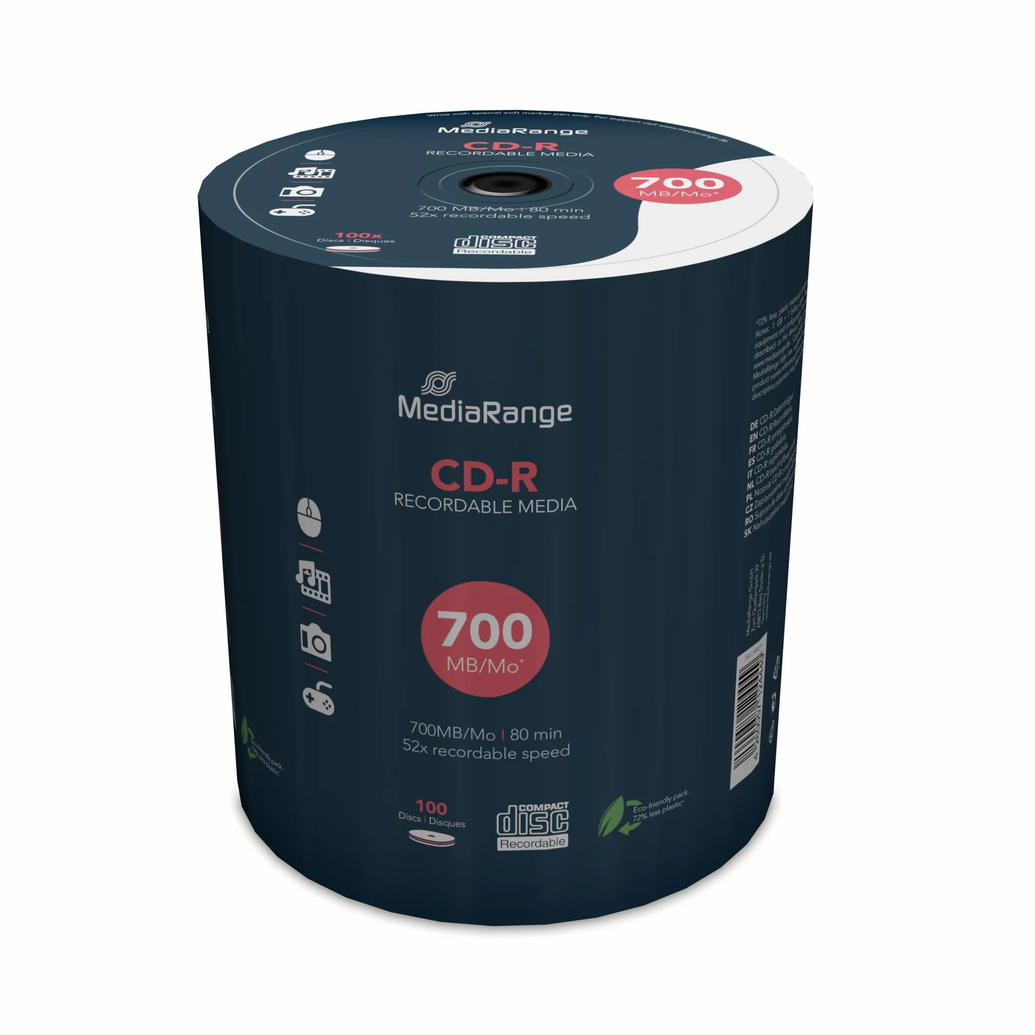 100 CD-R vergini Mediarange da 700MB, 80Min