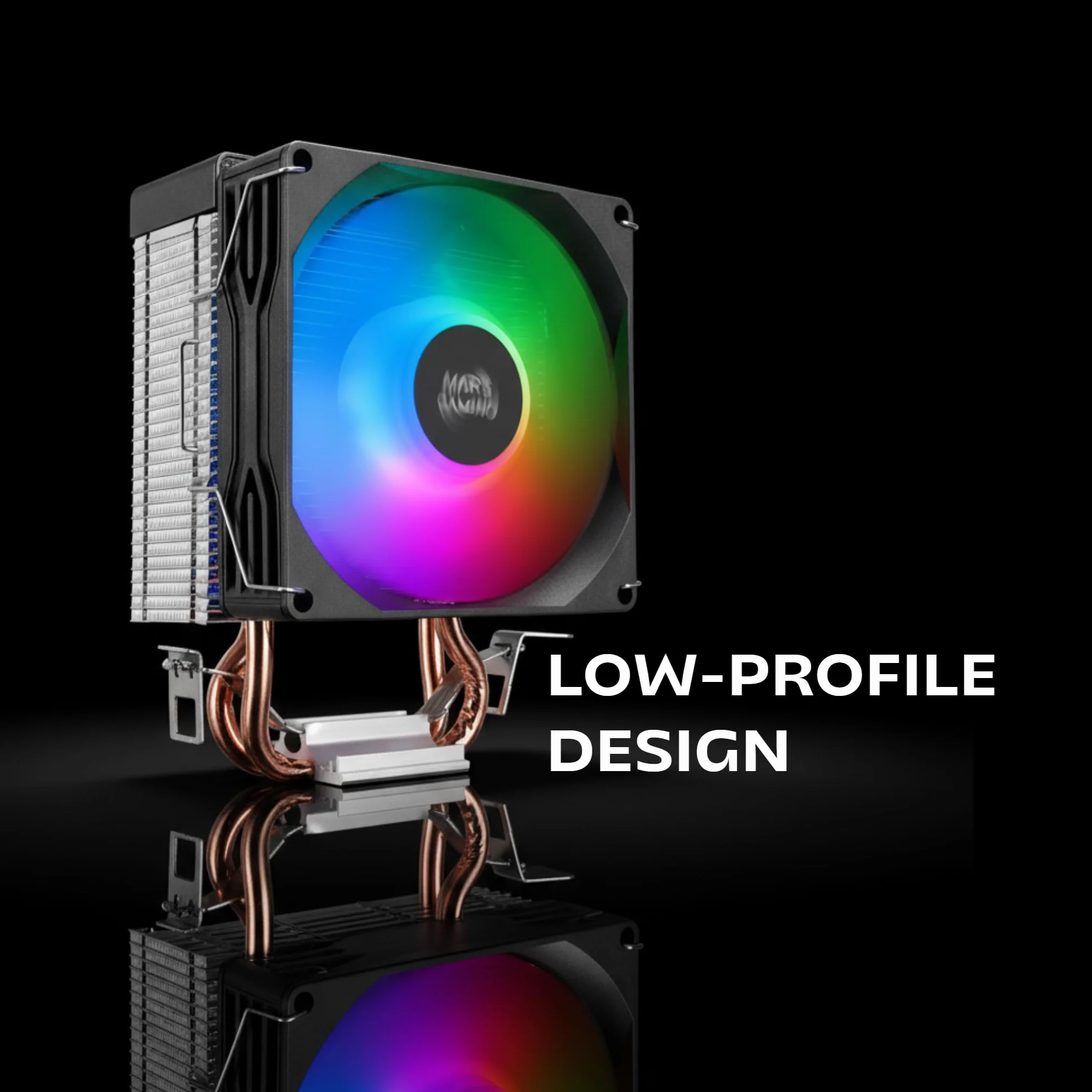 Mars Gaming MCPU-X2, Dissipatore CPU 150W TDP, 2x Heatpipes, Ventola PWM FDB, Illuminazione FRGB, Design Compatto SFF/Mini-ITX, Alette in Alluminio, Cooler PC con Compatibilità Intel e AMD, Nero