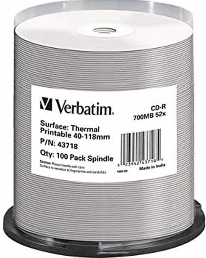 Verbatim CD-R Thermal Printable No ID Brand CD-R 700MB 100pezzo(i)