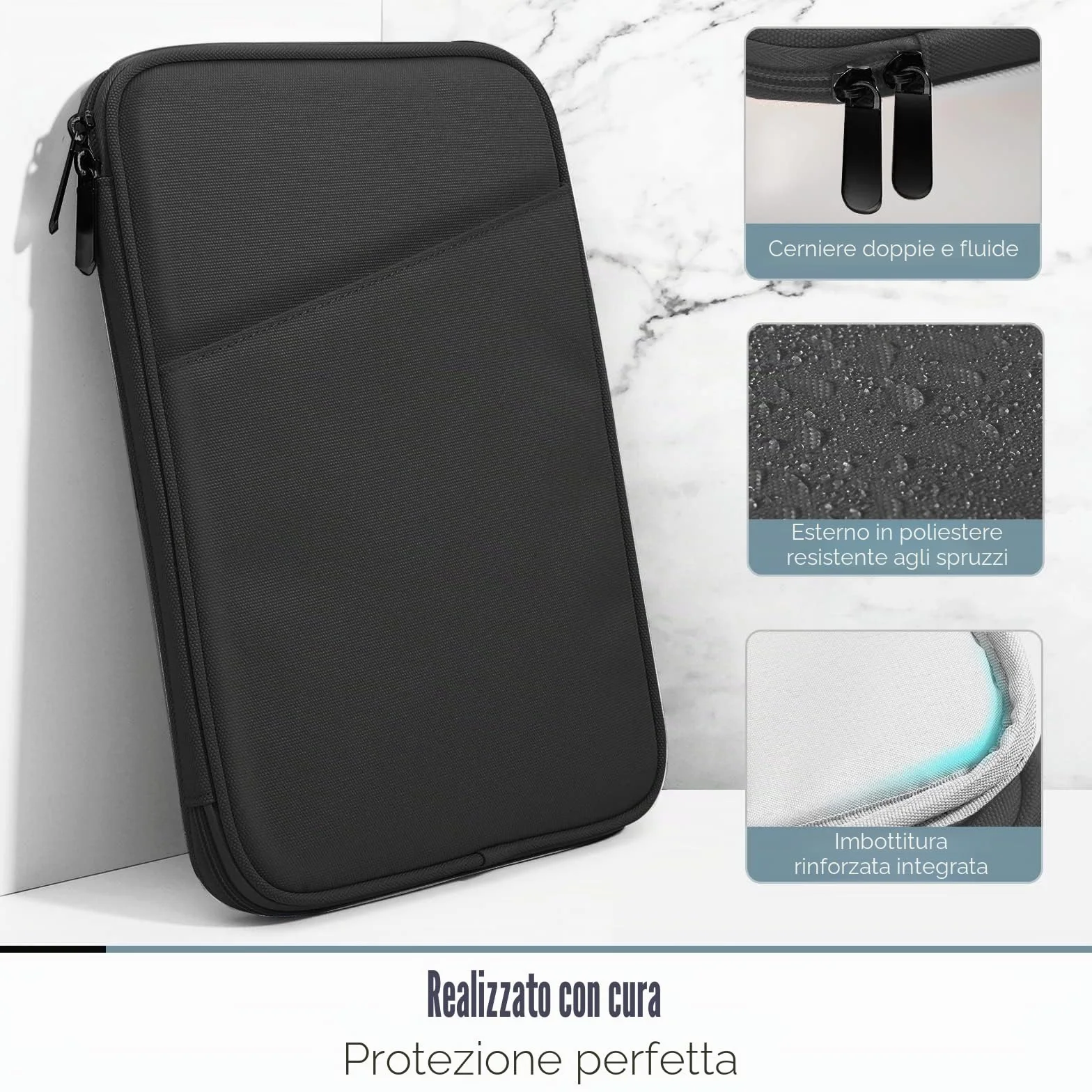 TiMOVO 9-11" Custodia per Tablet, Compatibile con iPad 11" A16 2025, iPad 10,9"/10,2"| Air 11", Galaxy Tab A9+ / A11 Plus 11", Borsa Protettiva con Tasche, Nero