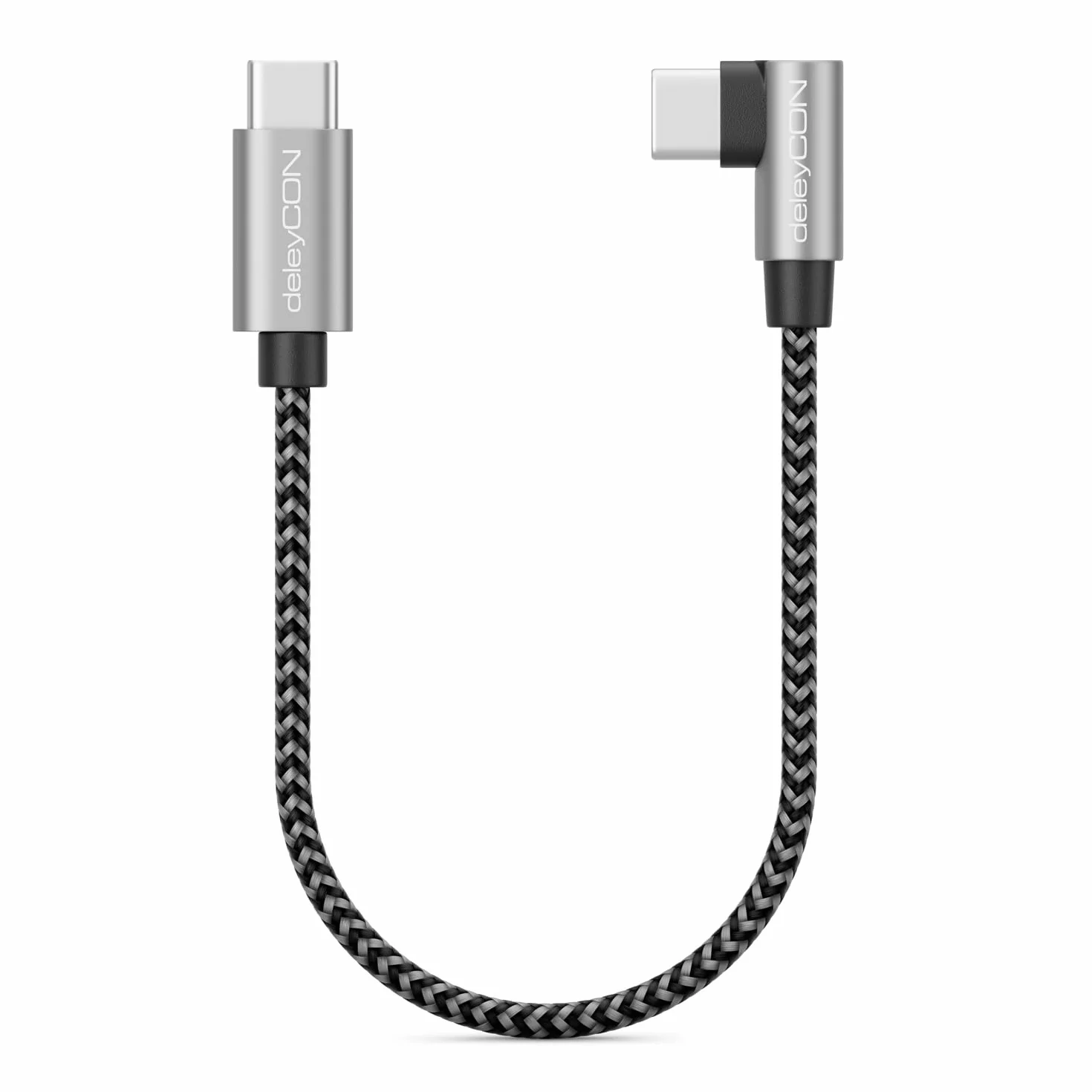 deleyCON USB-C 0,15m 90° Angolato PD3.0 60W Ricarica Rapida Corto 15cm USB-C a USB-C per iPhone 17 16 15 Pro Max Air S26 S25 S24 Pixel iPad Pro MacBook Air Tablet Switch PS5