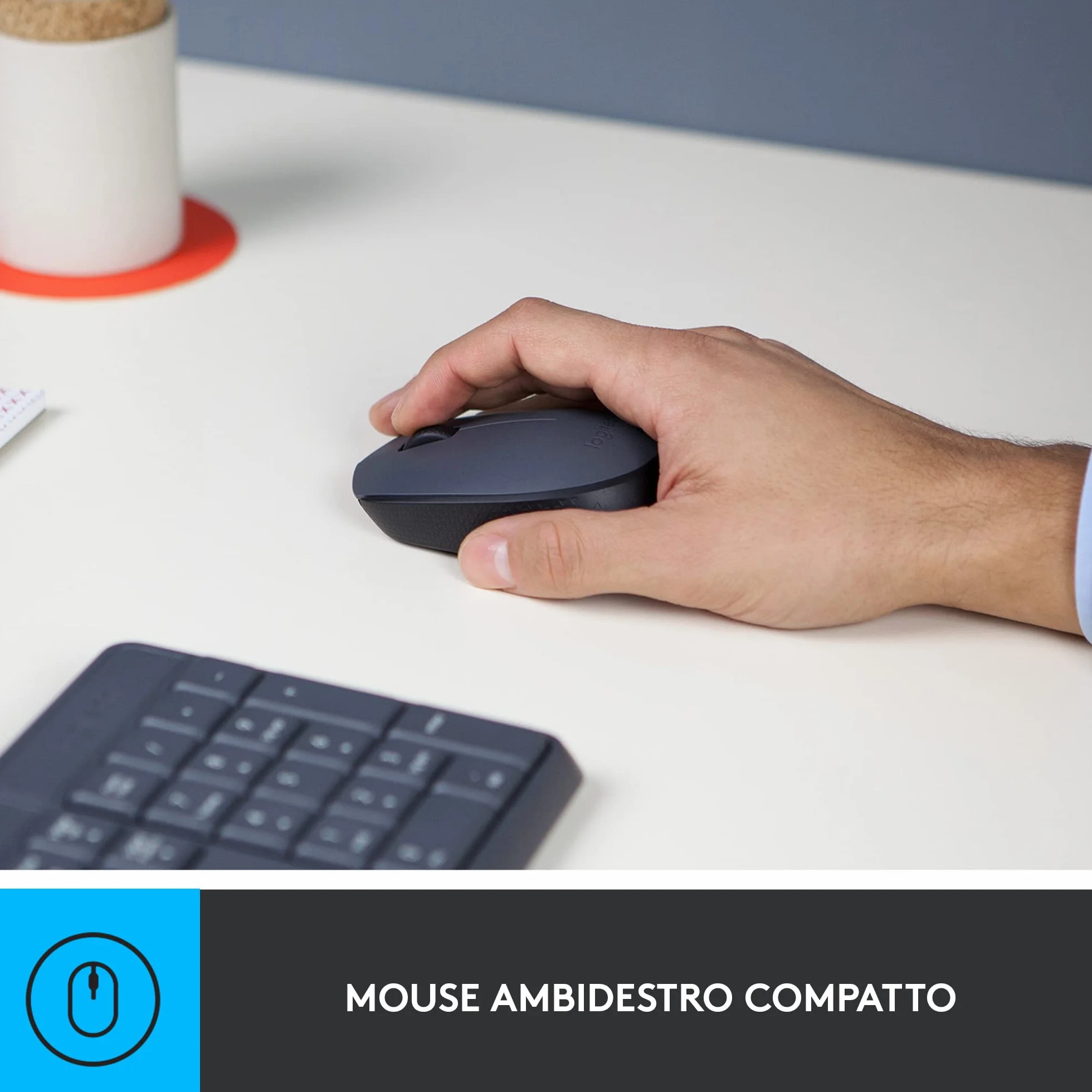 Logitech MK235 Combo Tastiera e Mouse Wireless per Windows, Ricevitore Unifying USB 2,4 GHz Wireless, 15 Tasti FN, Lunga Durata della Batteria, PC, Laptop, Layout Italiano QWERTY - Grigio