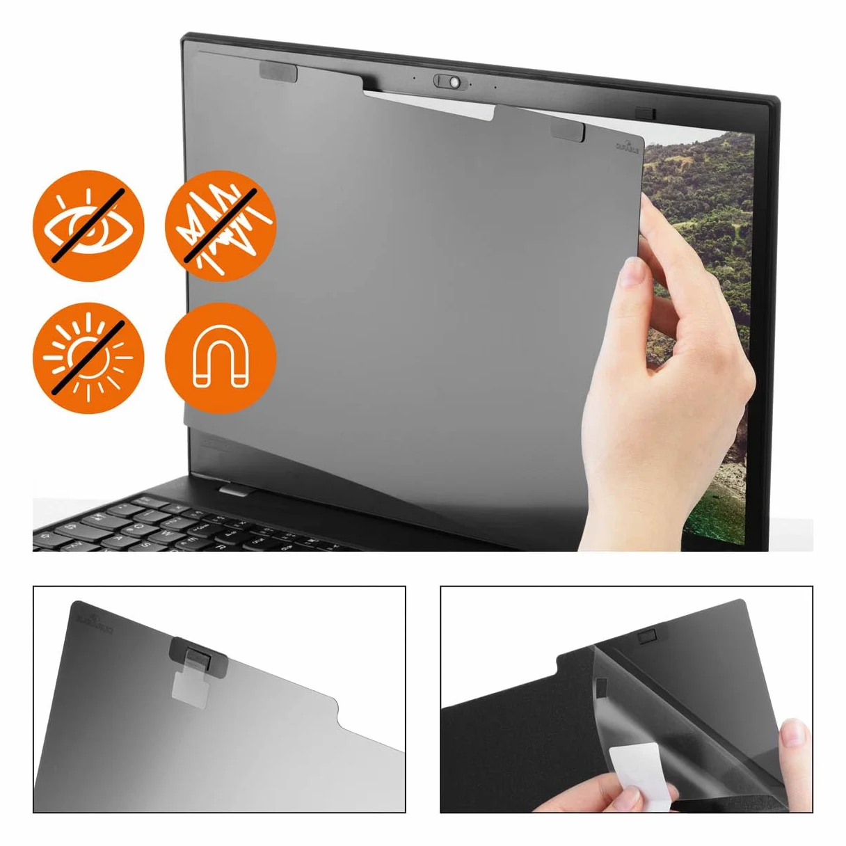 Durable Filtro privacy magnetico per schermi da 14" 16:10, incl. cartellina e panno in microfibra, grigio antracite, 513857