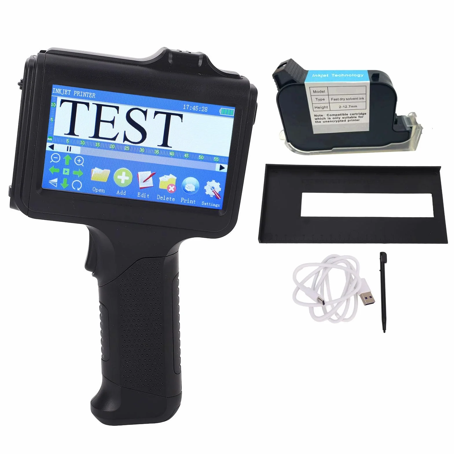 Stampante a Getto d'inchiostro Portatile, Touchscreen HD da 4,3 Pollici Batteria da 2600 MAh Stampante a Getto d'inchiostro Portatile, Pistola per a 'inchiostro con Altezza di Stampa