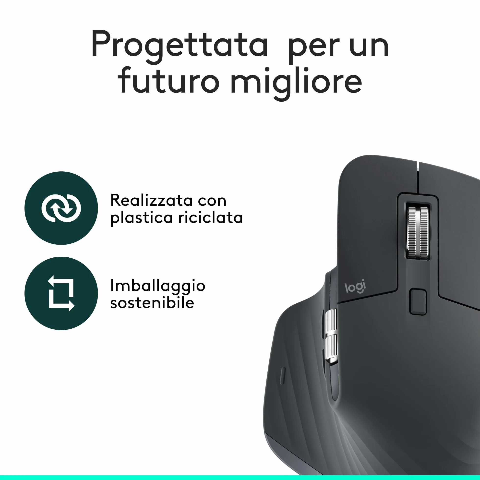 Logitech MX Master 3S - Mouse wireless ad alte prestazioni con scorrimento ultraveloce, Ergo, 8000 DPI, tracciamento su vetro, clic discreti, Bluetooth, Windows, Linux, Chrome - Graphite