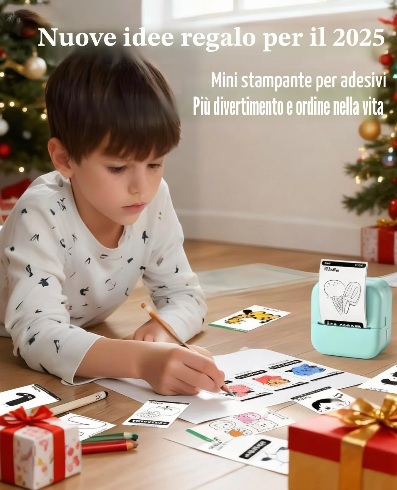 Stampante Fotografica Portatile,Mini Stampante Portatile,stampante Termica M02L,Compatible con iOS & Android.Imprime Foto,Listas de Tareas,Tarjetas de Felicitación o Contenidos Educativos,1 Rollos