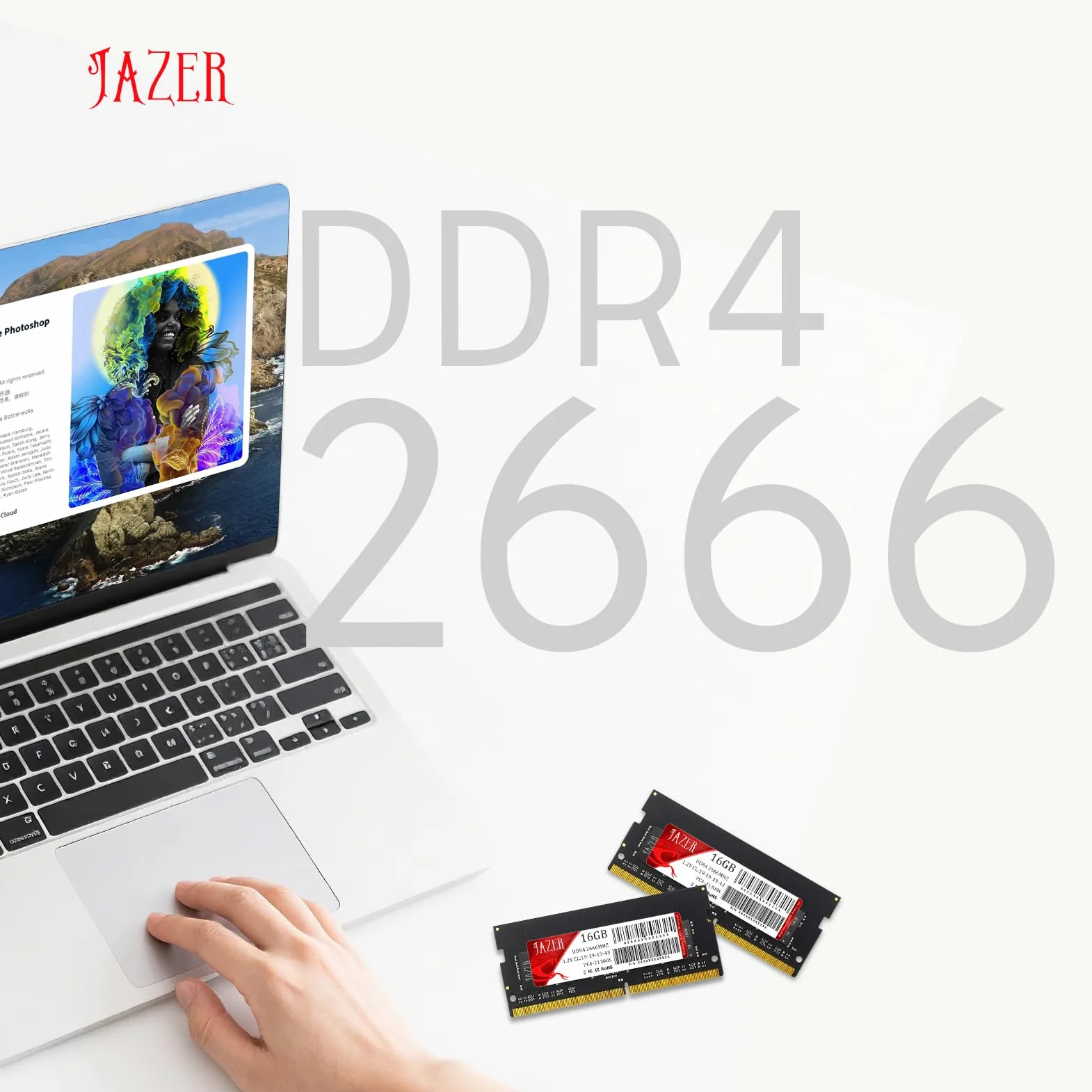 JAZER DDR4 16GB 2666MHz SODIMM PC4-21300 1.2V CL19 Módulo de Memoria para Portátil