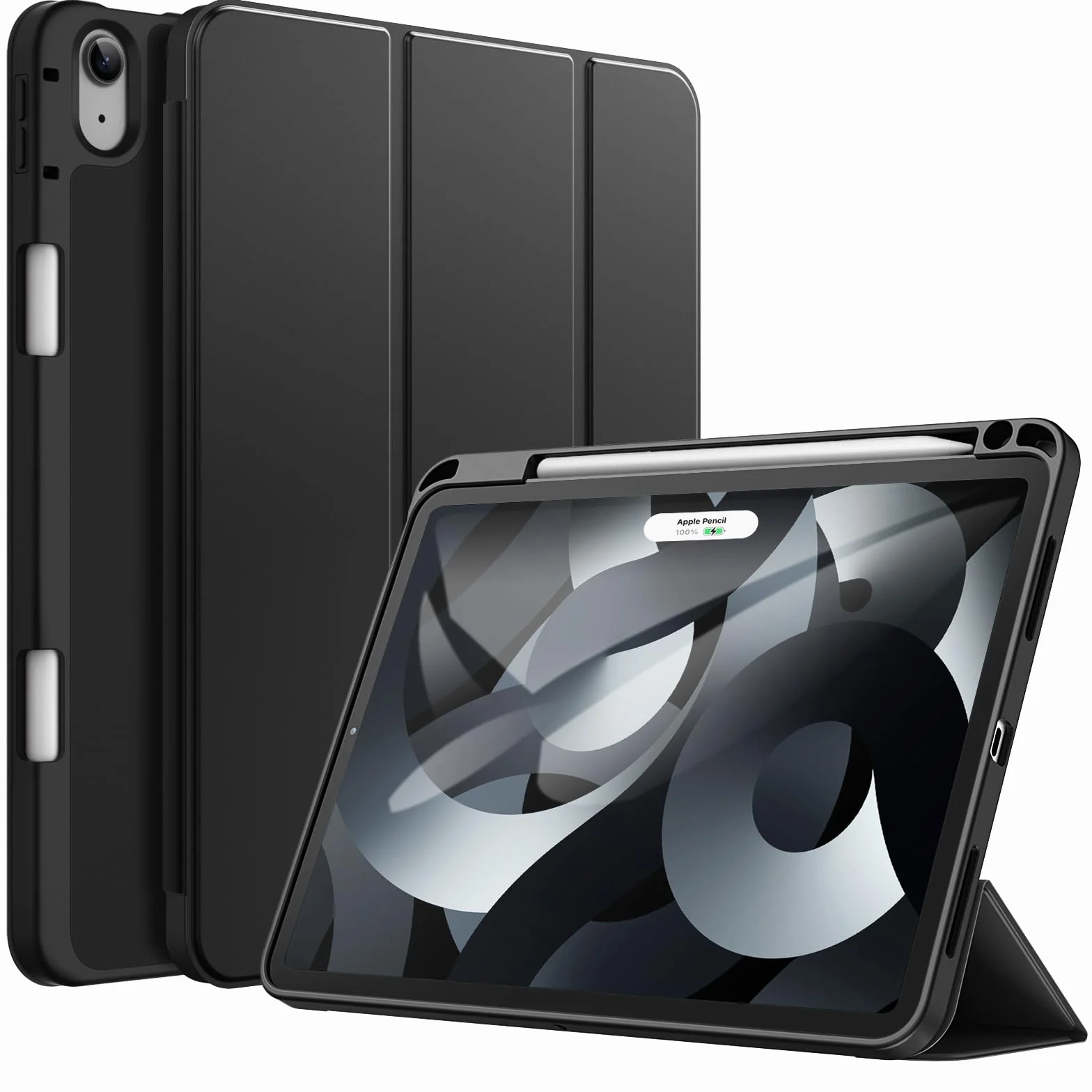 JETech Custodia iPad Air 11 Pollici M4/M3/M2 2026/2025/2024, iPad Air 5/4 10,9 Pollici con Portapenne, Cover TPU Nero