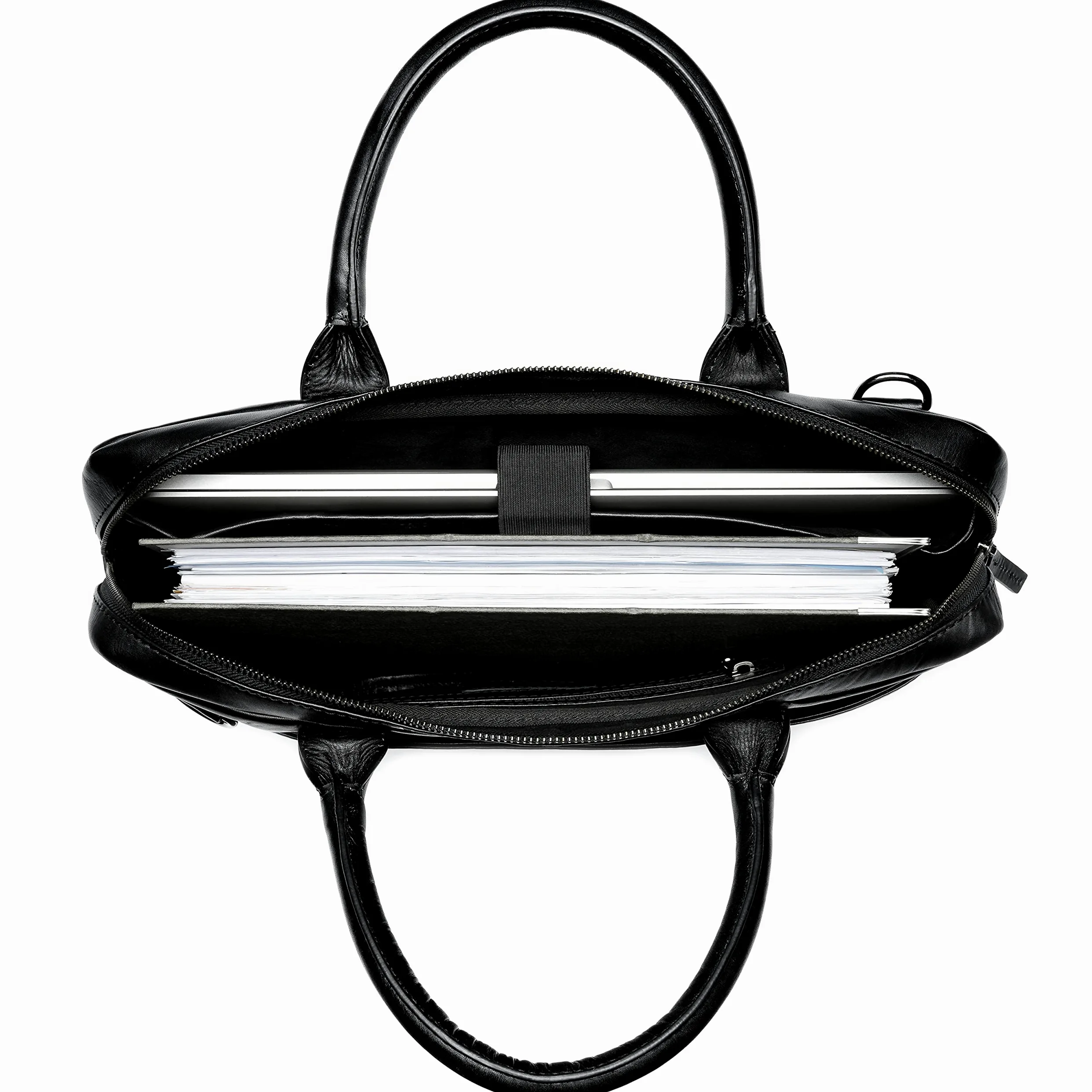 SID & VAIN® Borsa tracolla porta pc vera pelle BOSTON grande cartella laptop computer portatile Messenger porta-documenti Business uomo donna nero prodotto artigianale