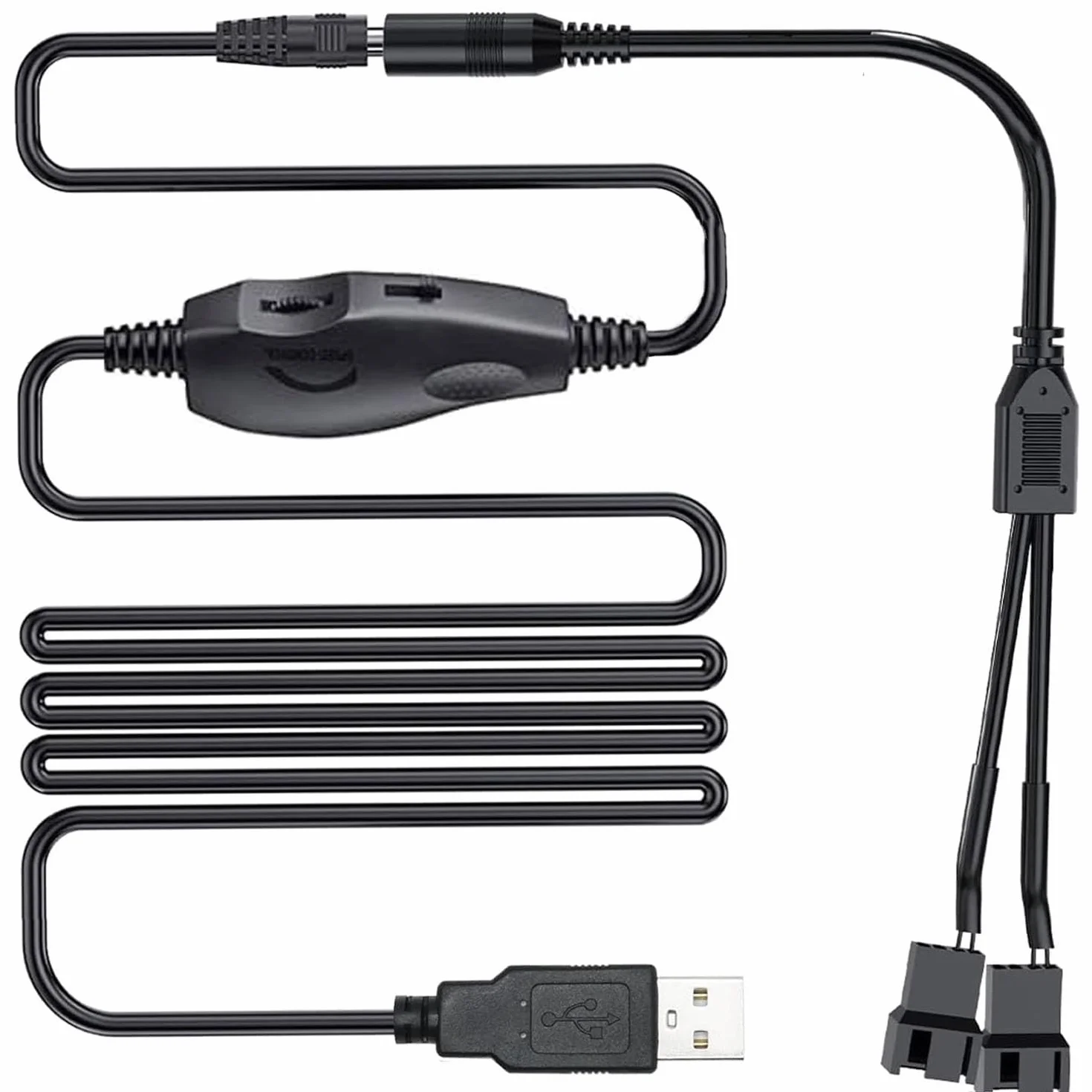 RUNCCI-YUN Regolatore della ventola USB 12V,USB DC 5V Step-Up a Regolatore di velocità della ventola 2 Pin 12V con 3/4 Pin Ventola Cavo Adattatore di Alimentazione per case PC(1 a 2)